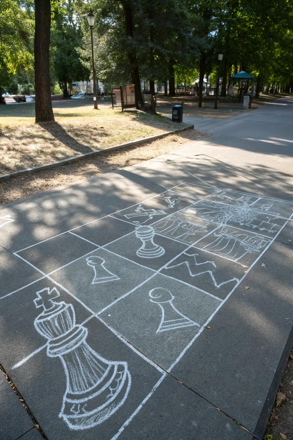 Elevate your playtime with a life-sized chalk chessboard—where creativity meets community fun!