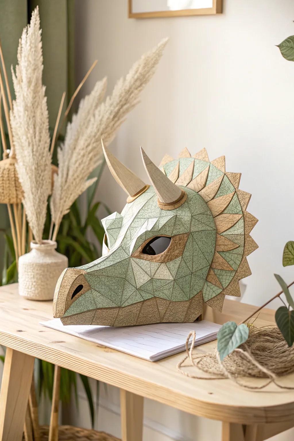 Dive into creativity with this stunning 3D dinosaur mask — where simplicity meets natural artistry!