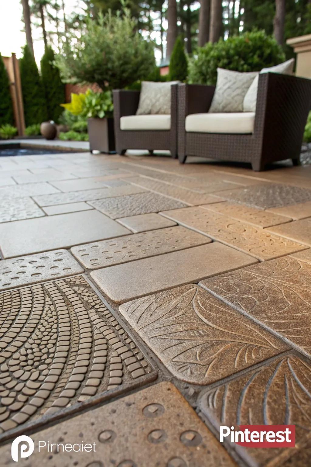 Elevate your outdoor space with textured tile elegance. Perfect for style and safety.