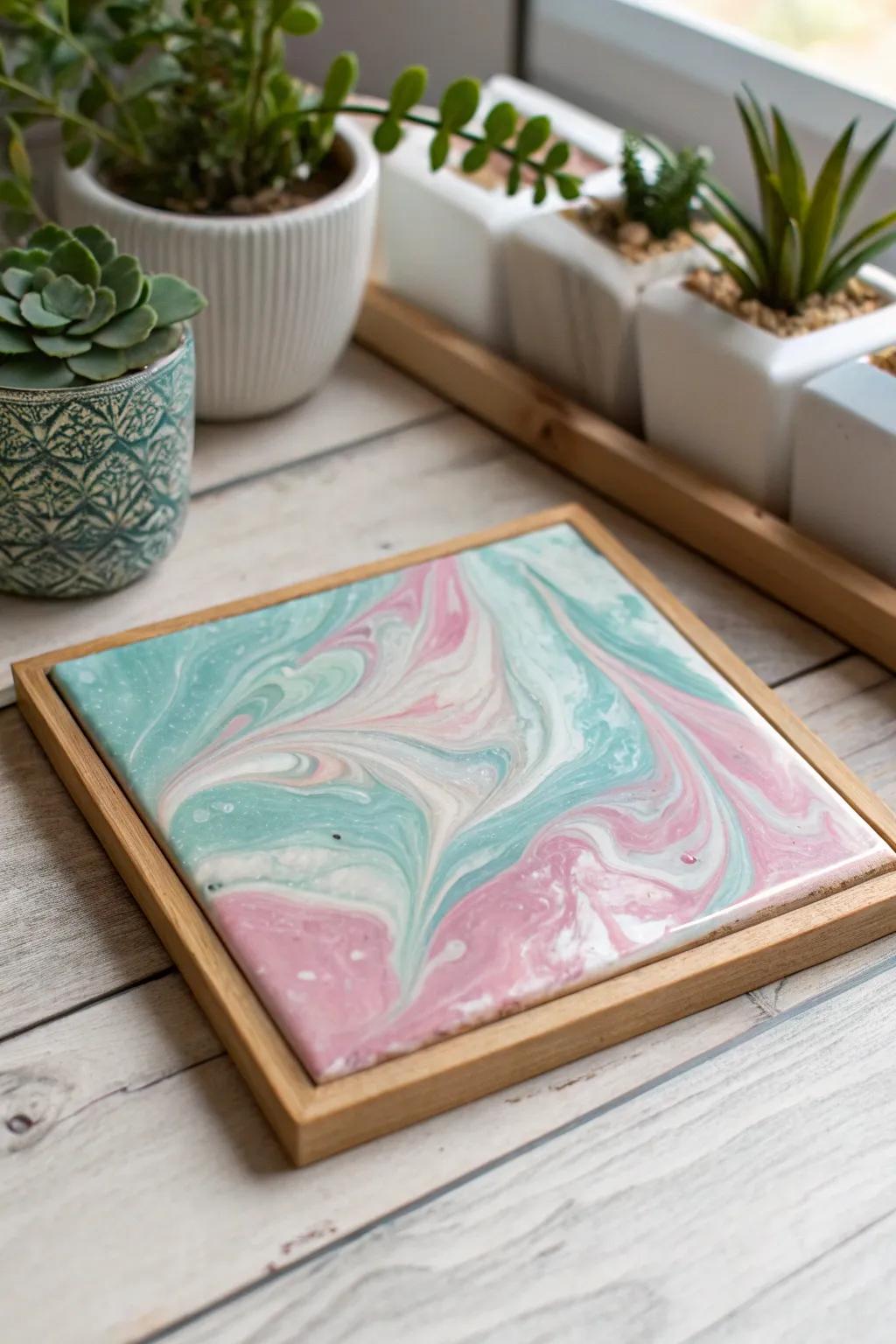 Elevate your space with the timeless charm of handcrafted epoxy art tiles.
