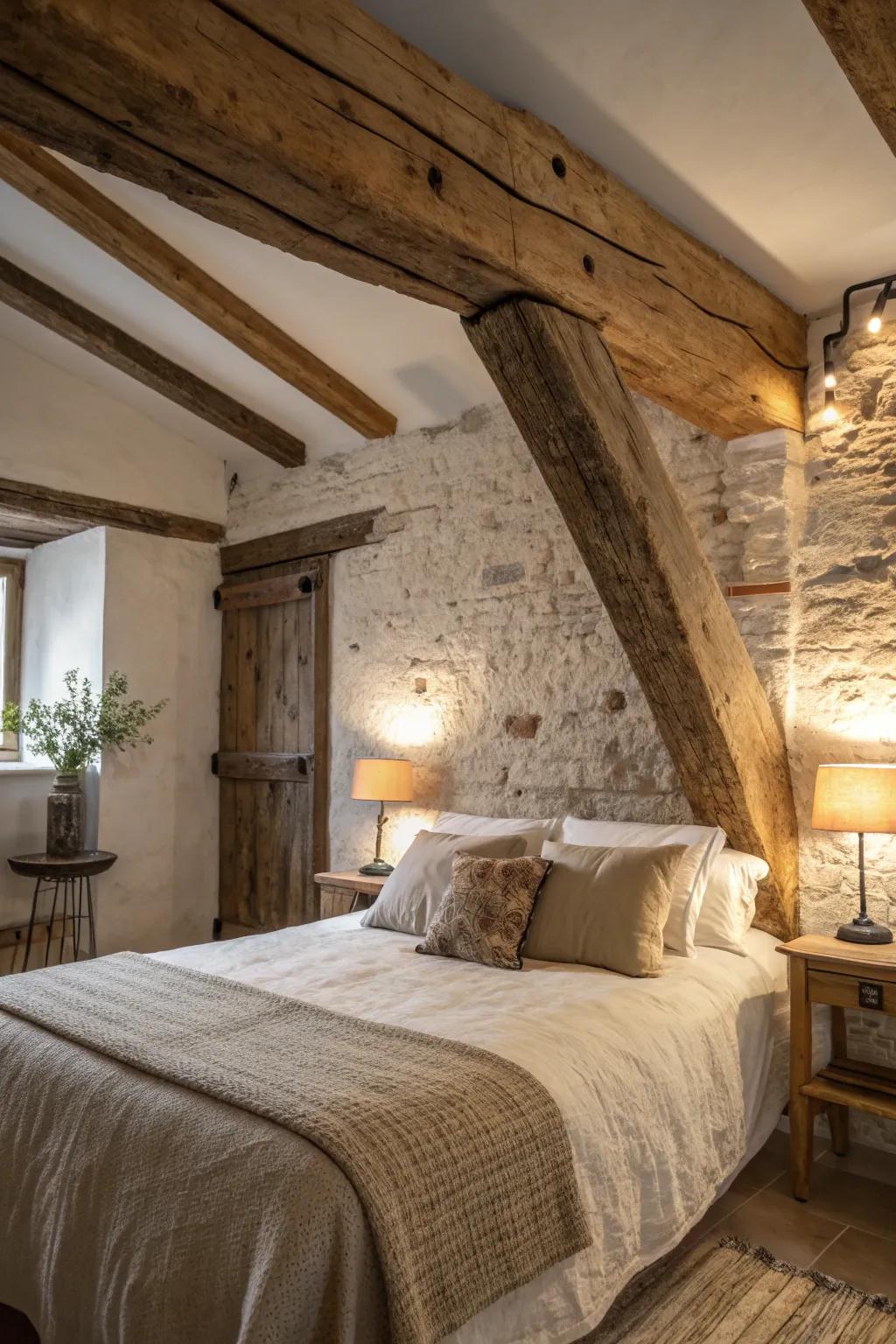Transform your bedroom into a rustic retreat with the perfect faux beam accent.
