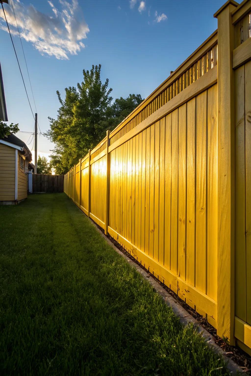 Transform your backyard with a bold yellow fence—where cheerful meets stylish.