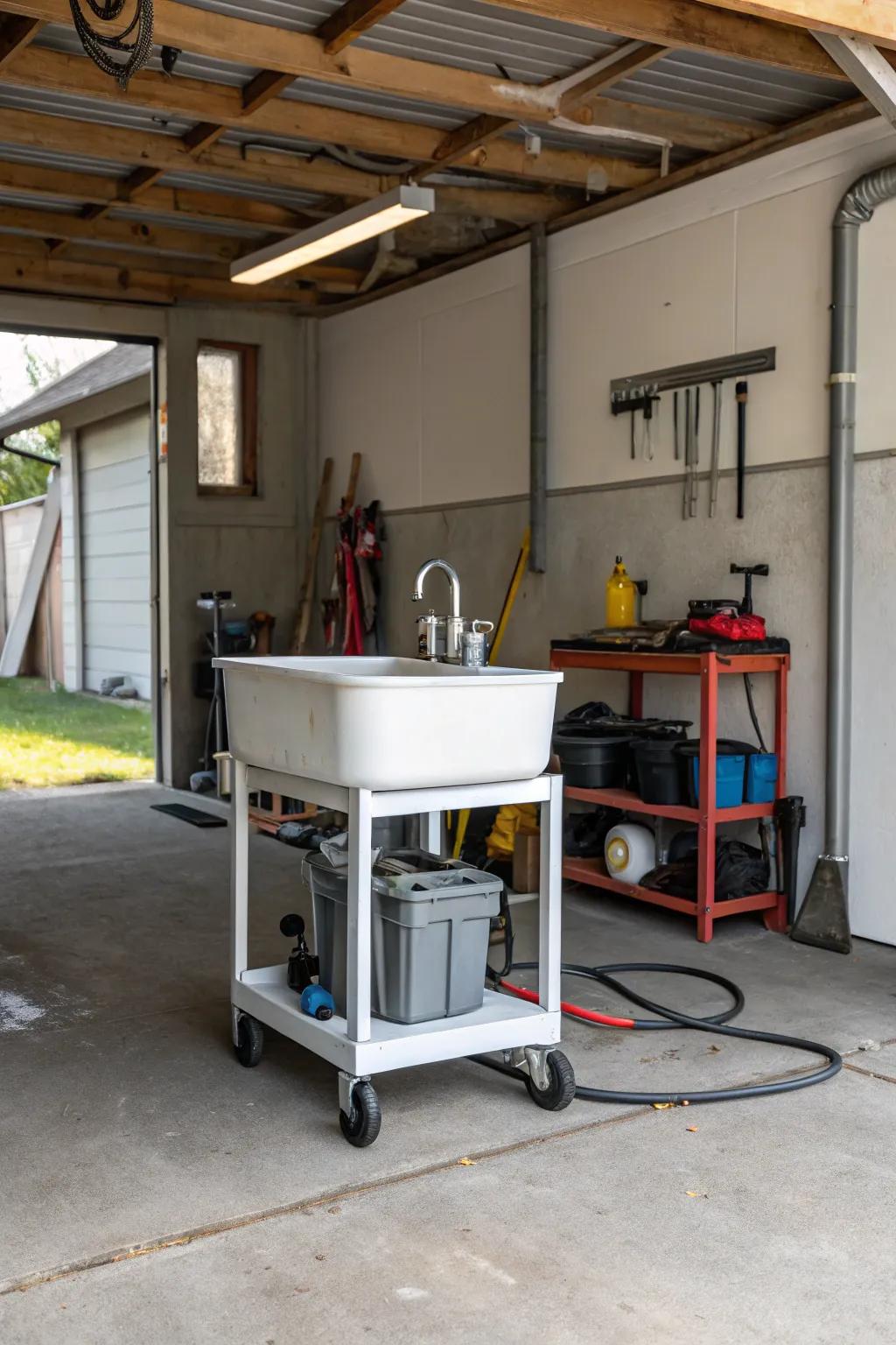 Flexibility in motion with a mobile sink unit.