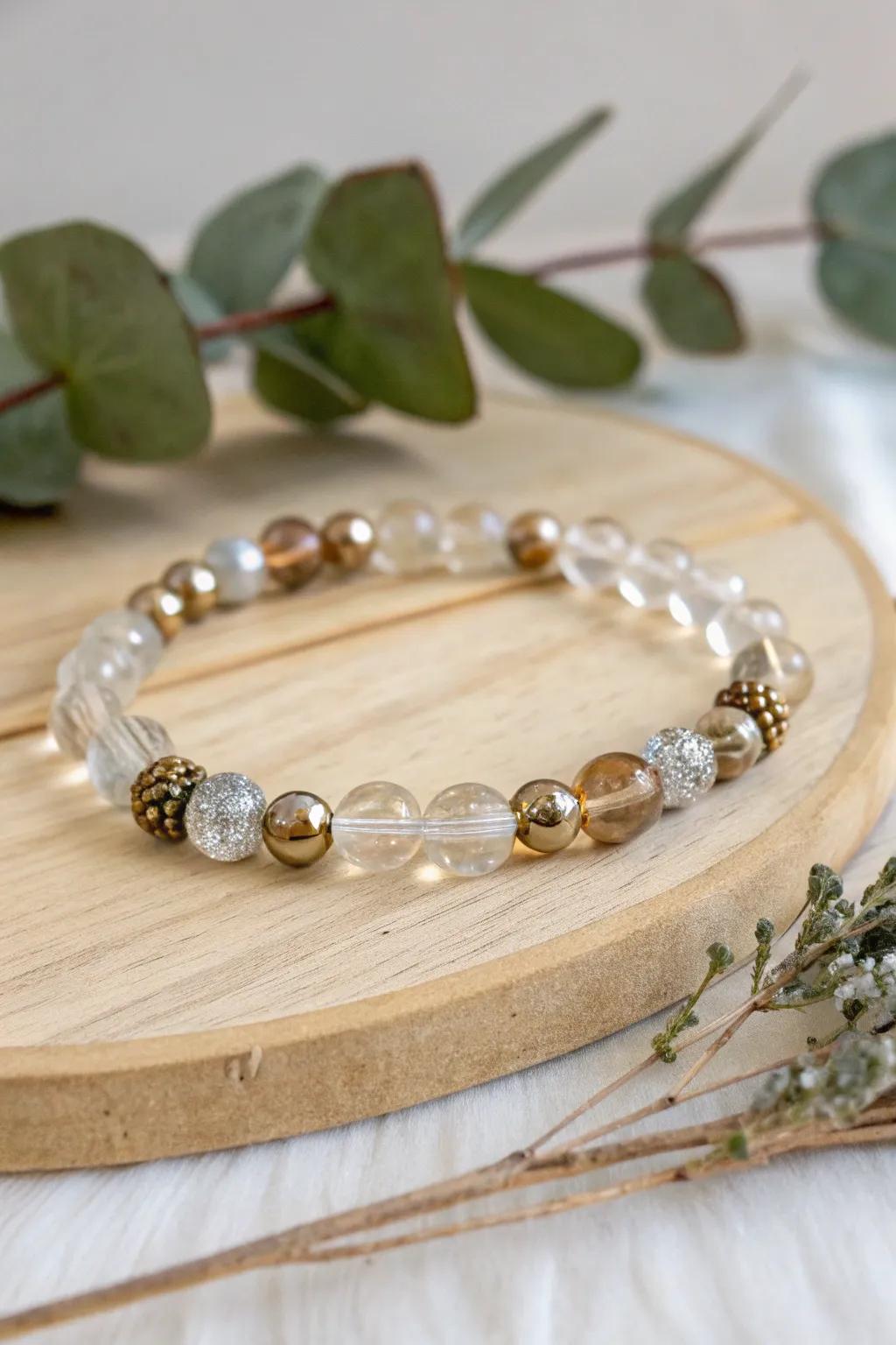 Elevate your evening look with a touch of metallic shimmer and minimalist elegance.