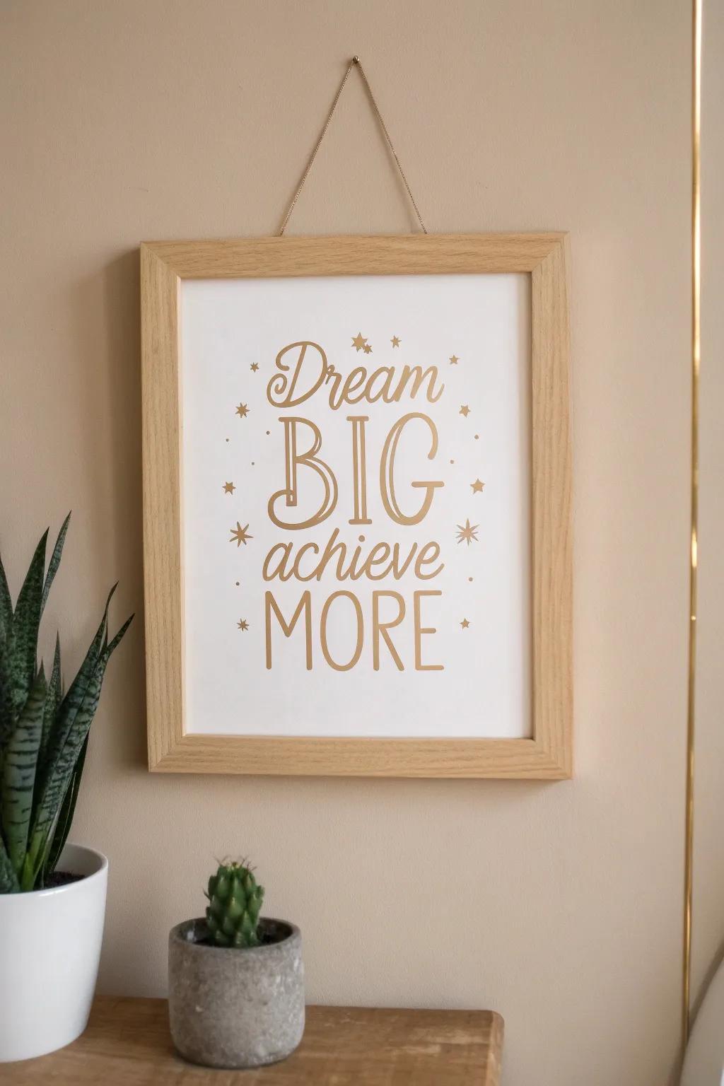 Elevate your space with minimalist inspiration—because your dreams deserve to be seen every day. 🌿✨