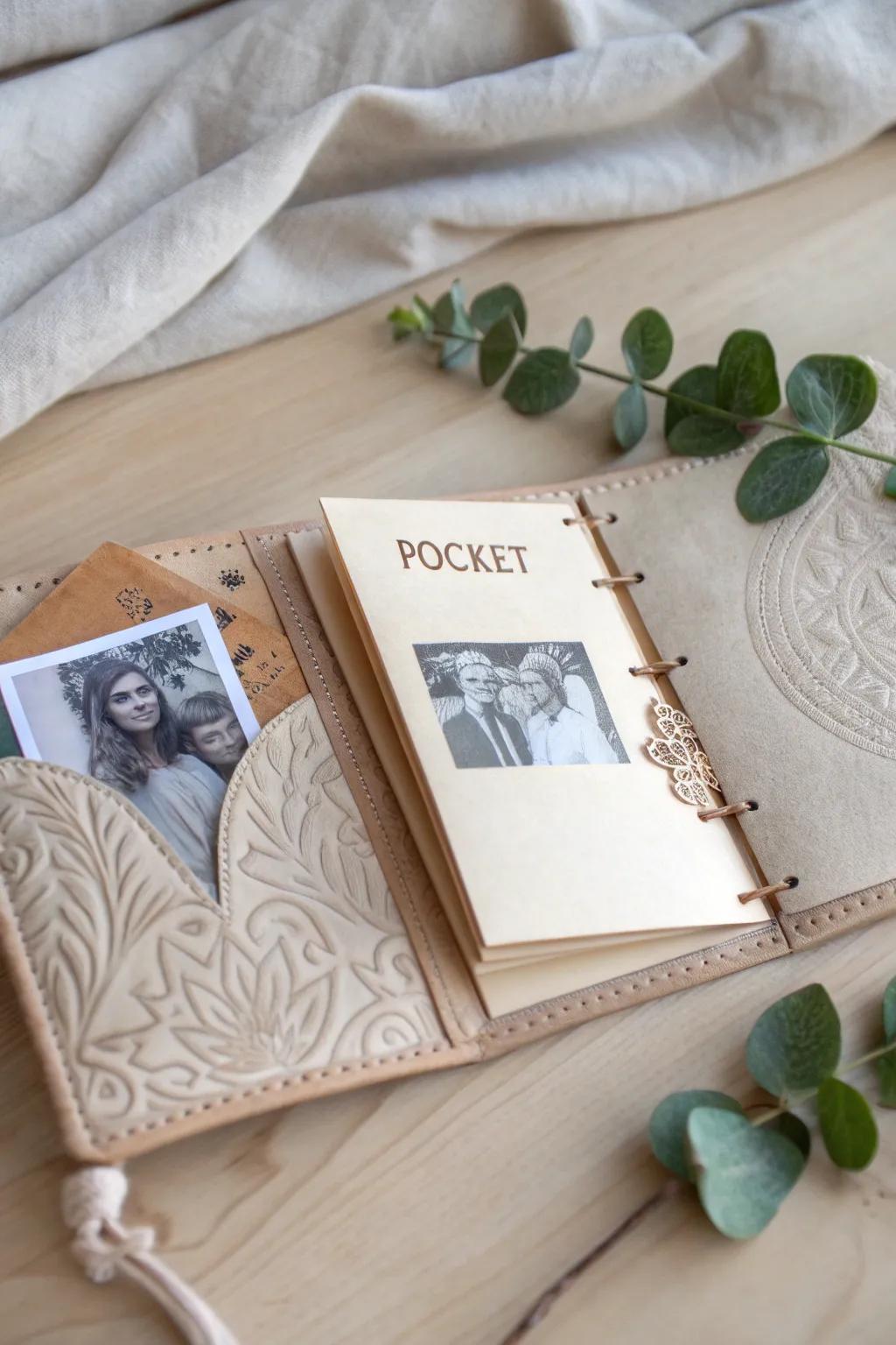 Add a touch of elegance to your graduation scrapbook with handcrafted pockets that hold cherished memories.