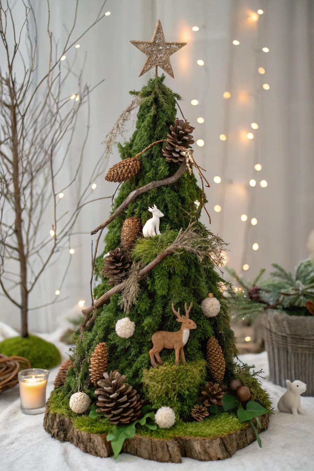 A whimsical woodland Christmas tree that brings the magic of the forest indoors.