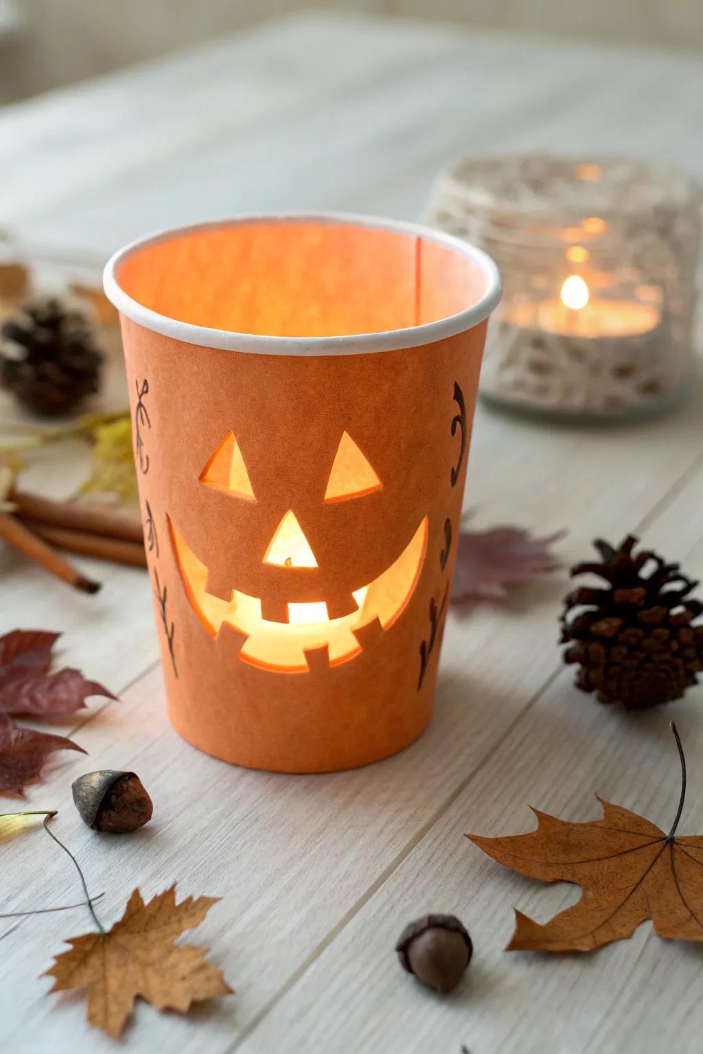Illuminate your Halloween with the simple elegance of Jack-O'-Lantern luminaries—crafting fun for little hands!