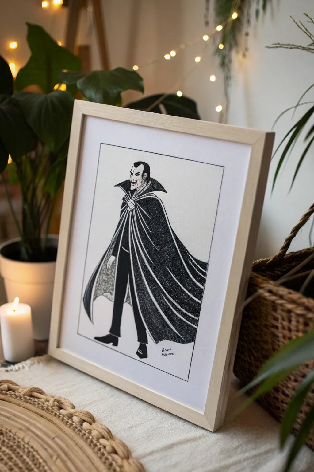 Embrace the elegance of Halloween with a minimalist vampire masterpiece.