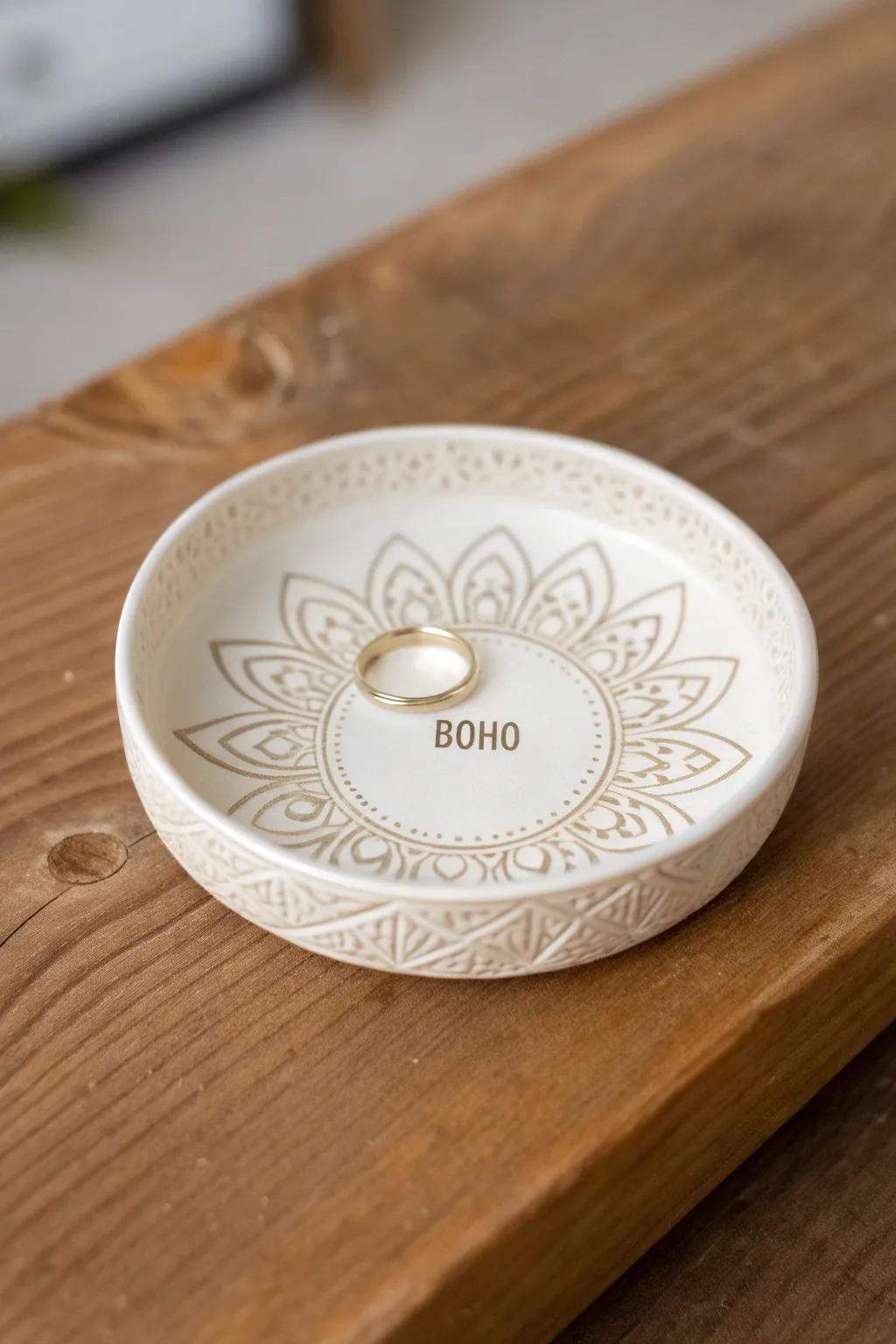 Elevate your vanity with a handcrafted jewelry dish that blends Scandinavian simplicity with Boho elegance.