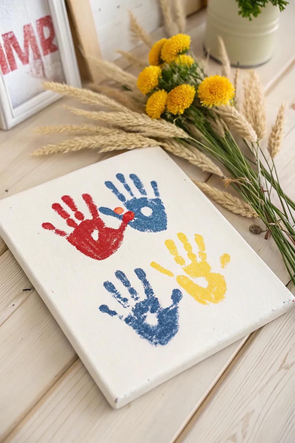 Celebrate creativity with vibrant handprint fireworks, a minimalist masterpiece with a boho twist!