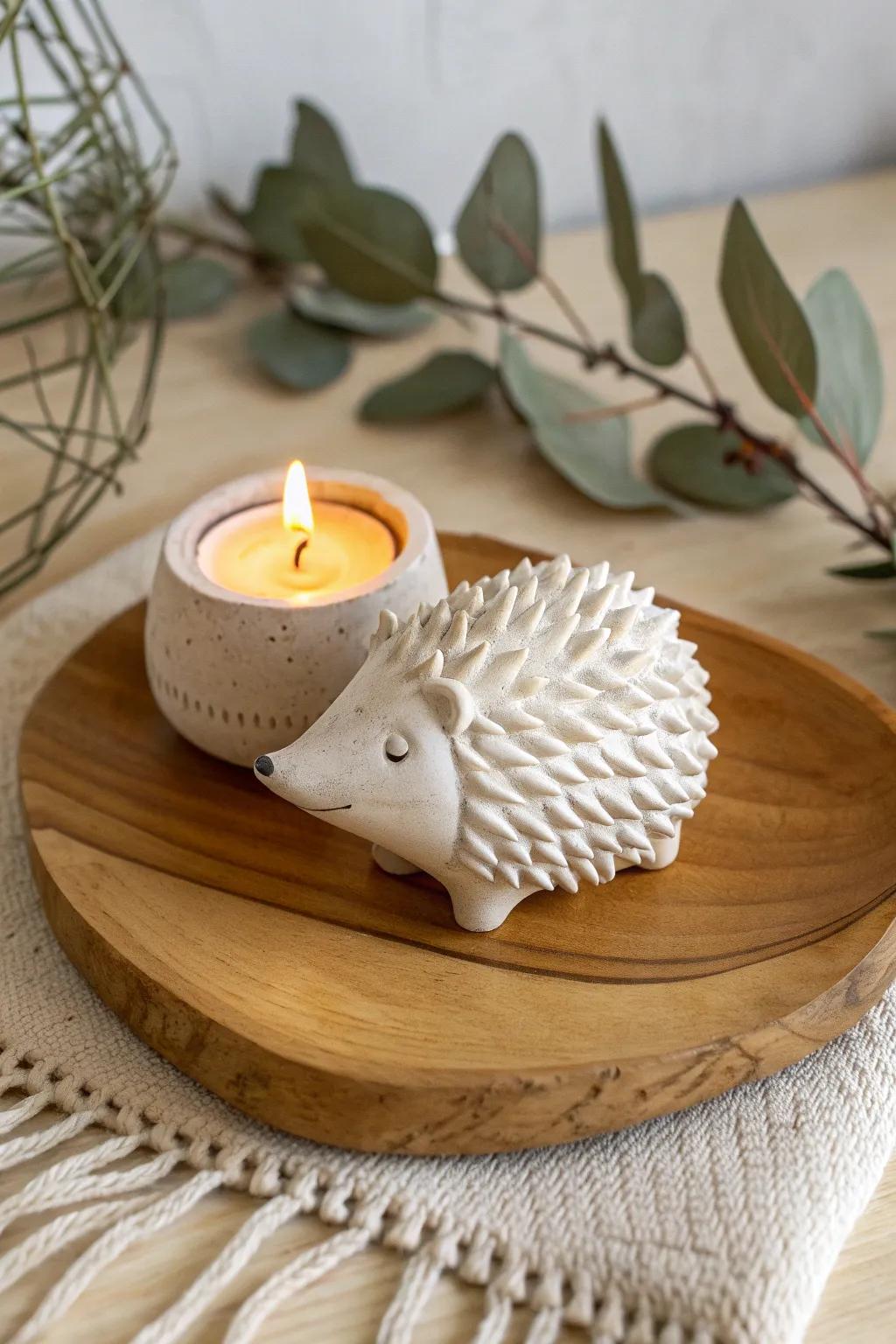Illuminate your space with the charm of handcrafted hedgehog candle holders. Perfect for cozy, minimalist evenings.