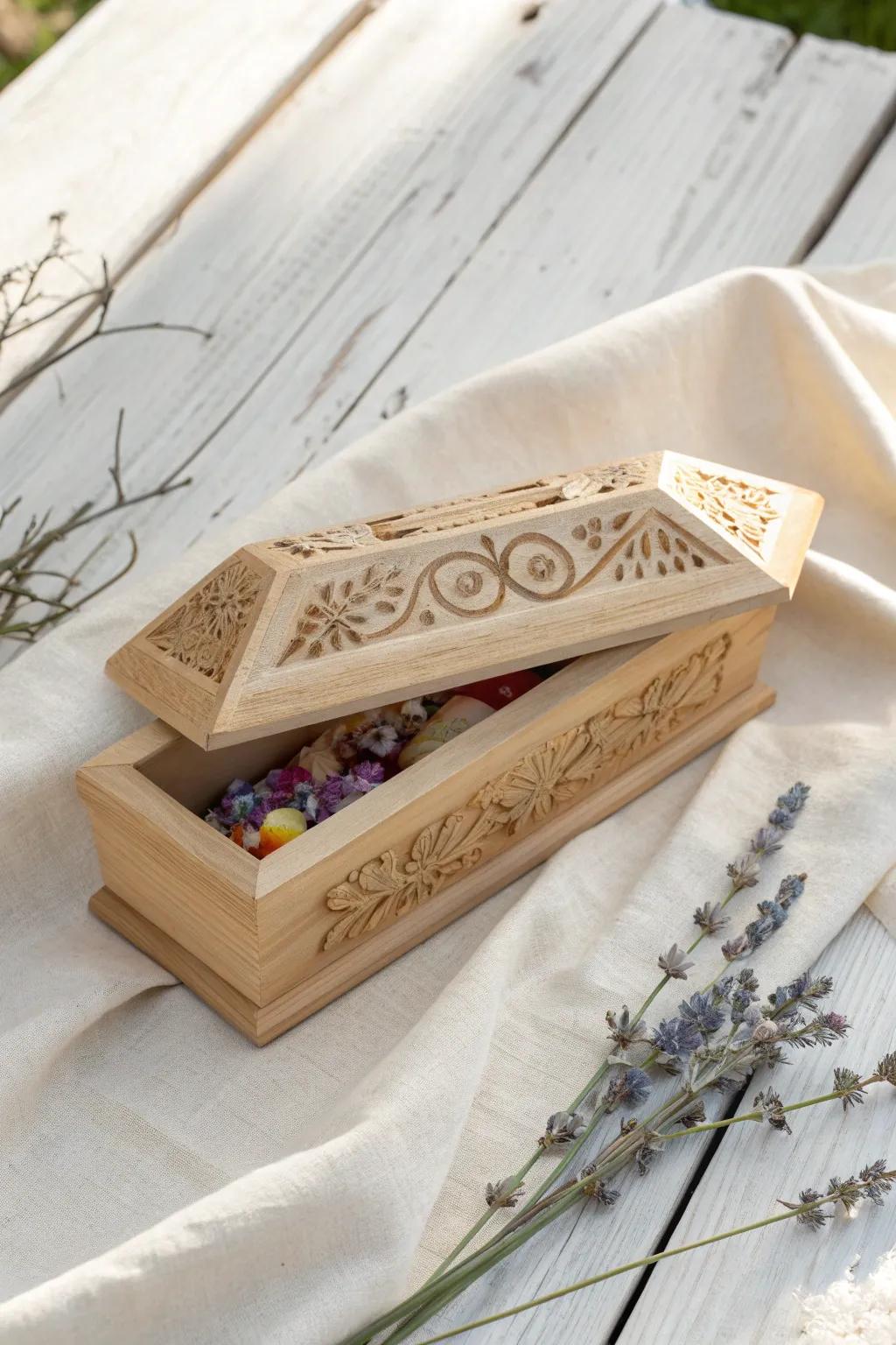 Elevate your Halloween treats with these charming coffin boxes—perfect for adding a touch of handcrafted elegance to your festivities!