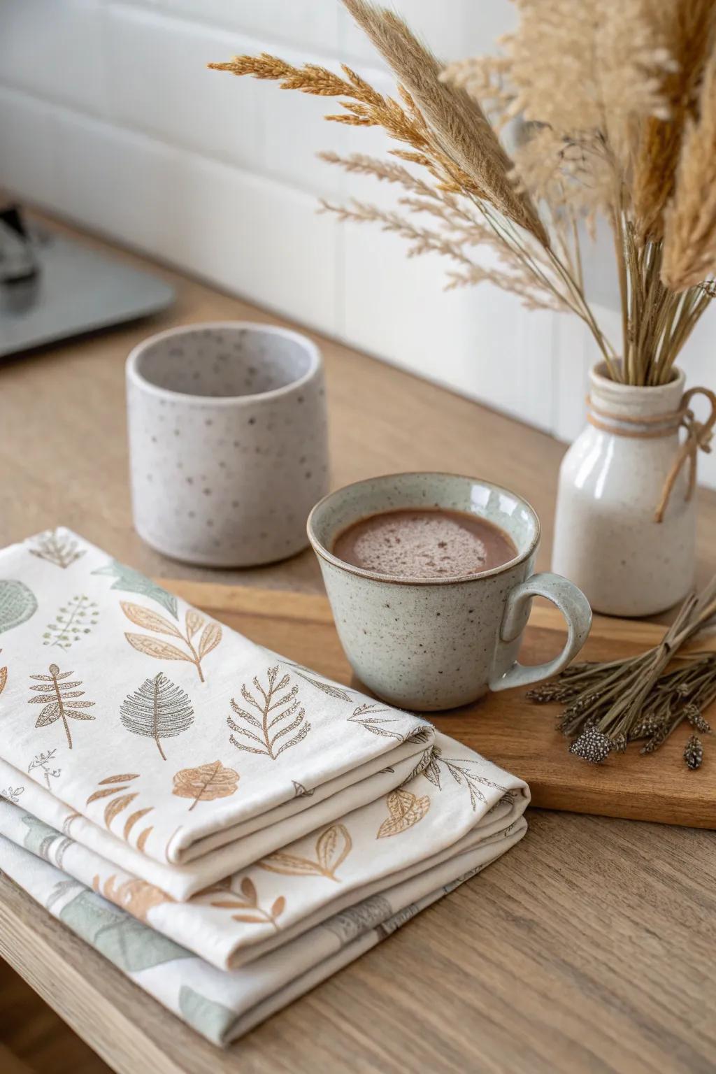 Elevate your hot chocolate station with themed napkins that bring a touch of elegance and harmony. 🌿☕