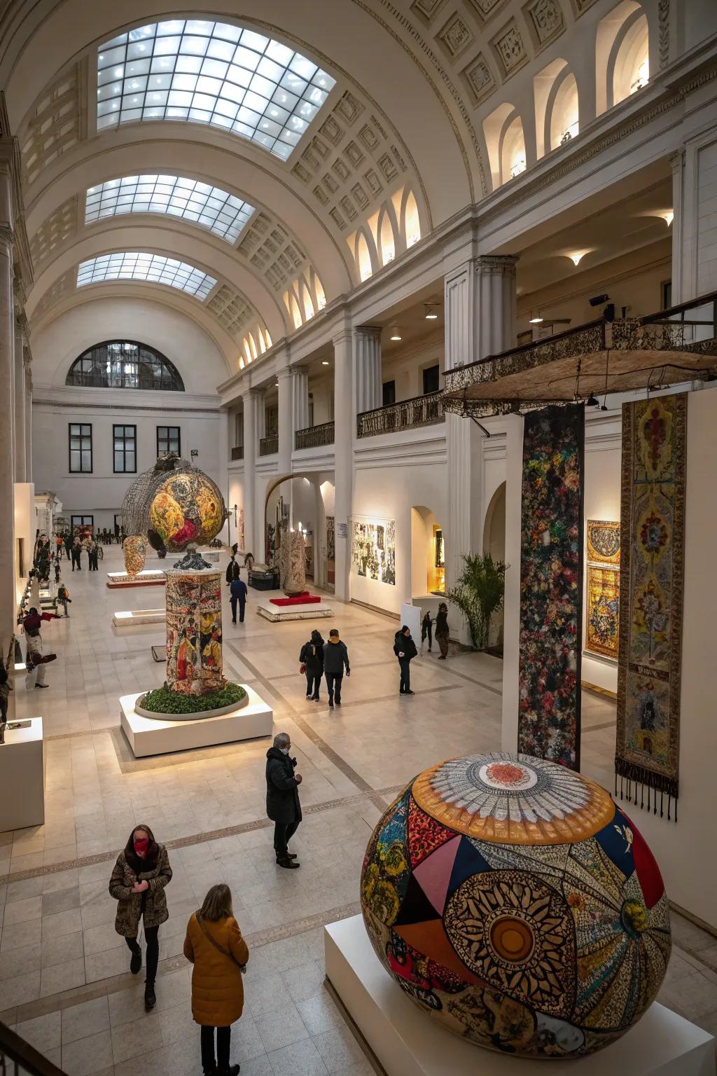 Art installations elevate the aesthetic of this atrium.