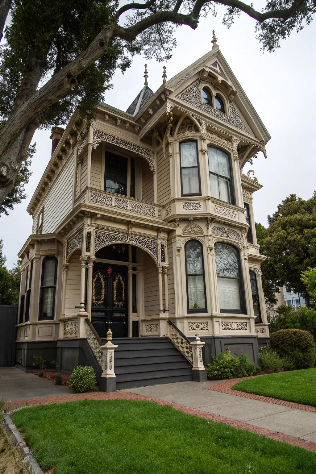 Historic charm meets modern elegance with a black door.