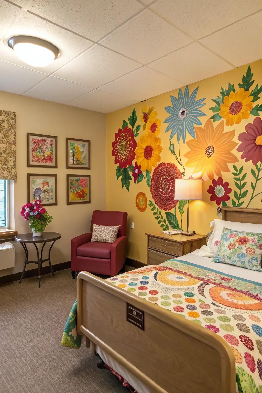 Removable wall art adds a splash of color and personality.