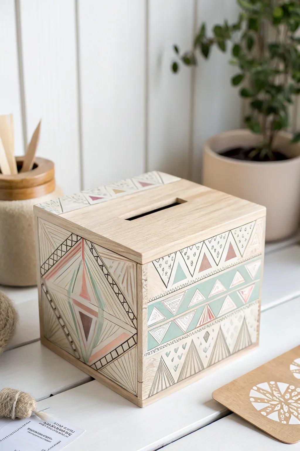Craft your own geometric masterpiece: A stylish money box with a Scandinavian touch.
