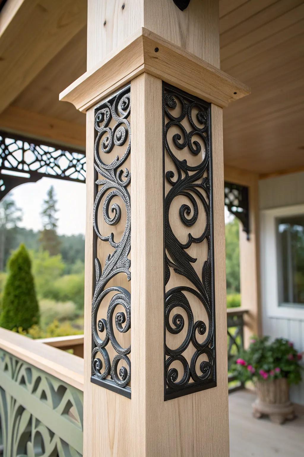 Elevate your porch aesthetics with exquisite metalwork enhancements.