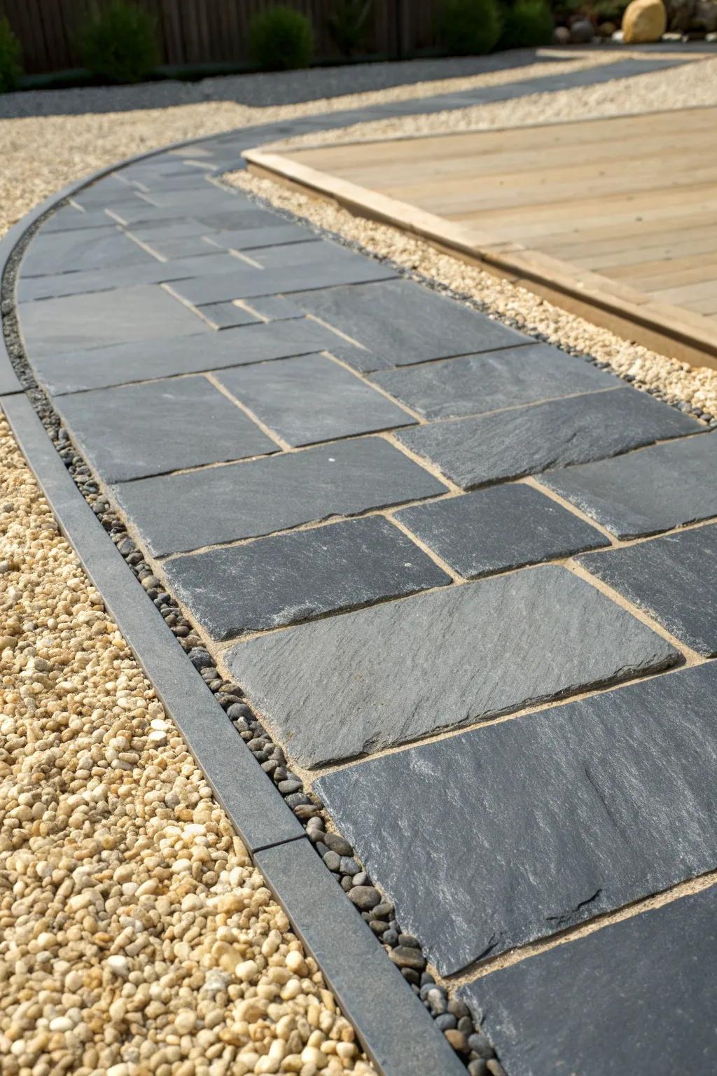 Elevate your driveway with the understated elegance of slate pavers.