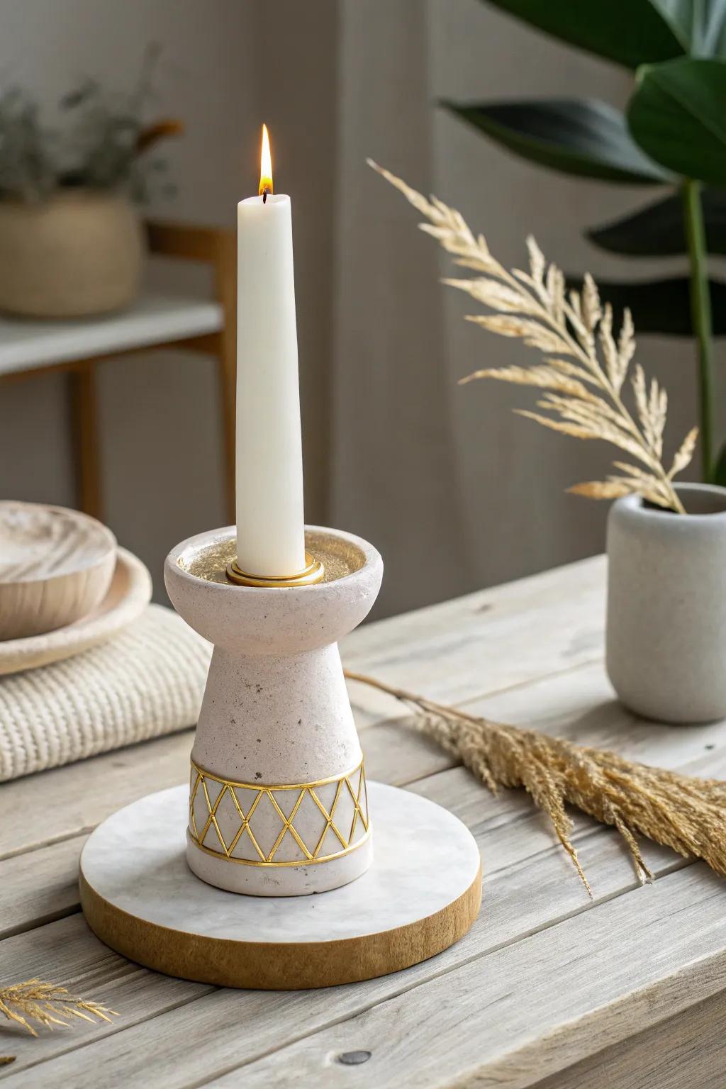 Embrace the elegance of Renaissance-inspired design with this handcrafted candle holder, blending minimalist charm with opulent details.