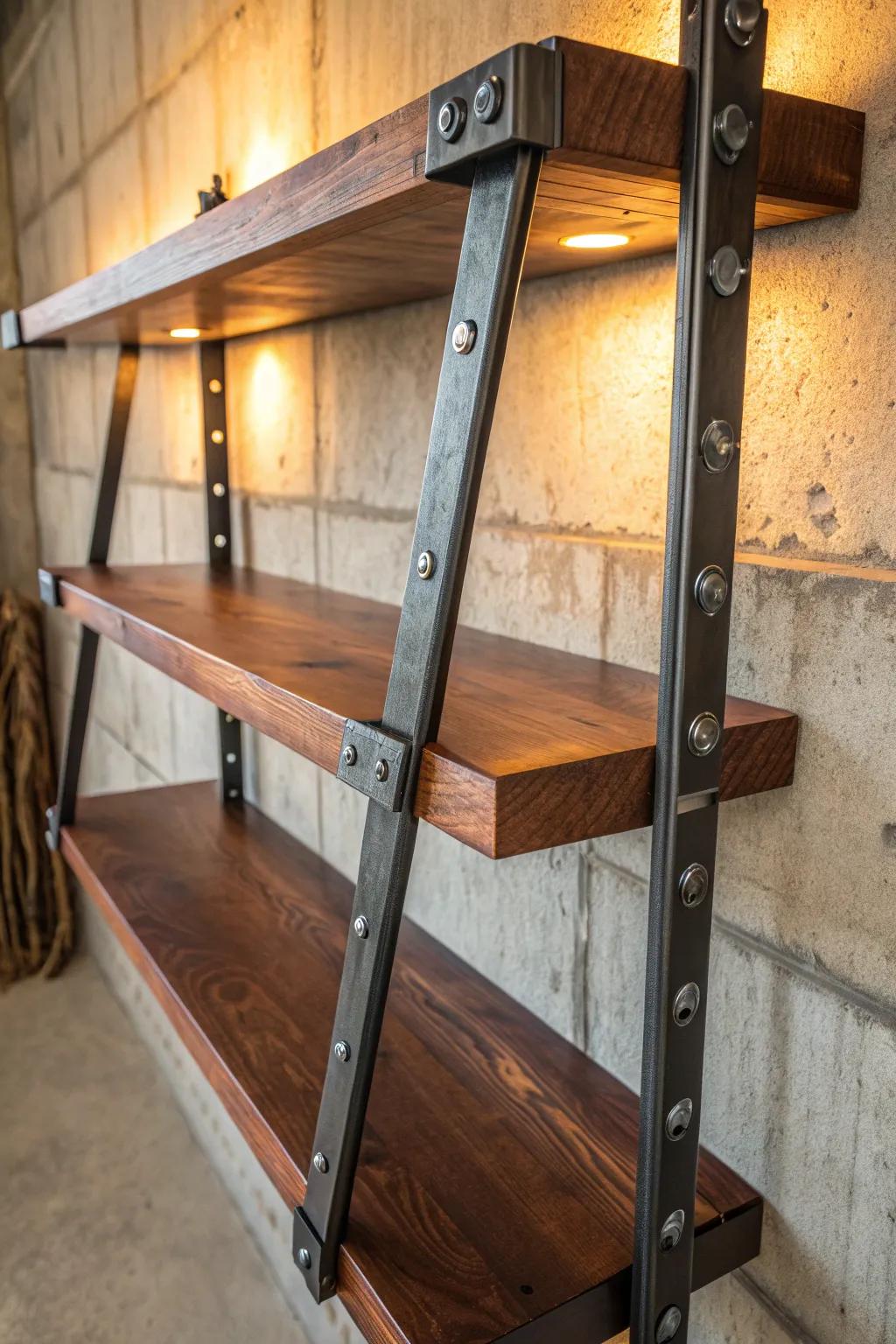 Elevate your storage game with this ruggedly elegant DIY shelf, where form meets function.