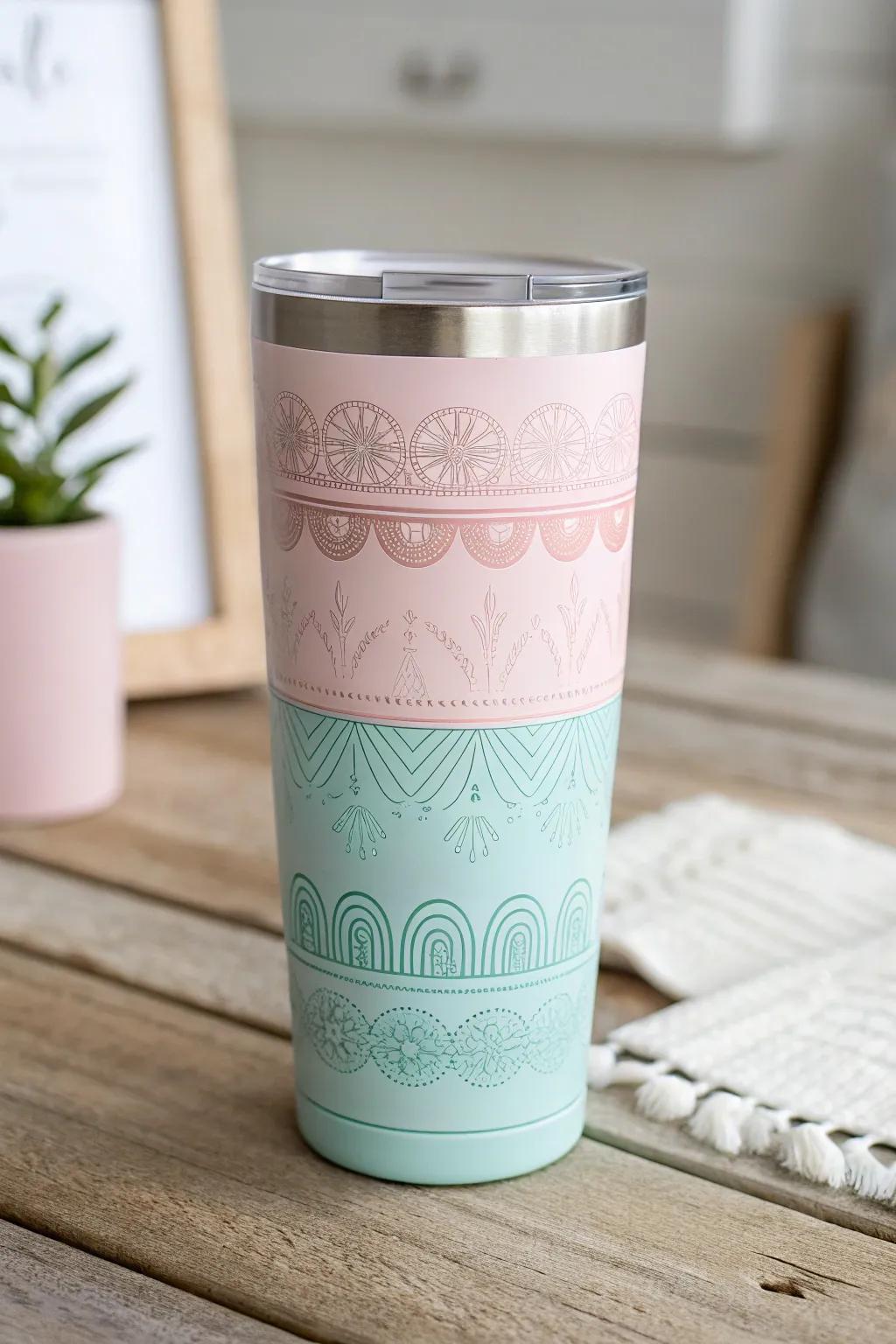 Sip in style with this pastel perfection – where minimalism meets a touch of boho charm.