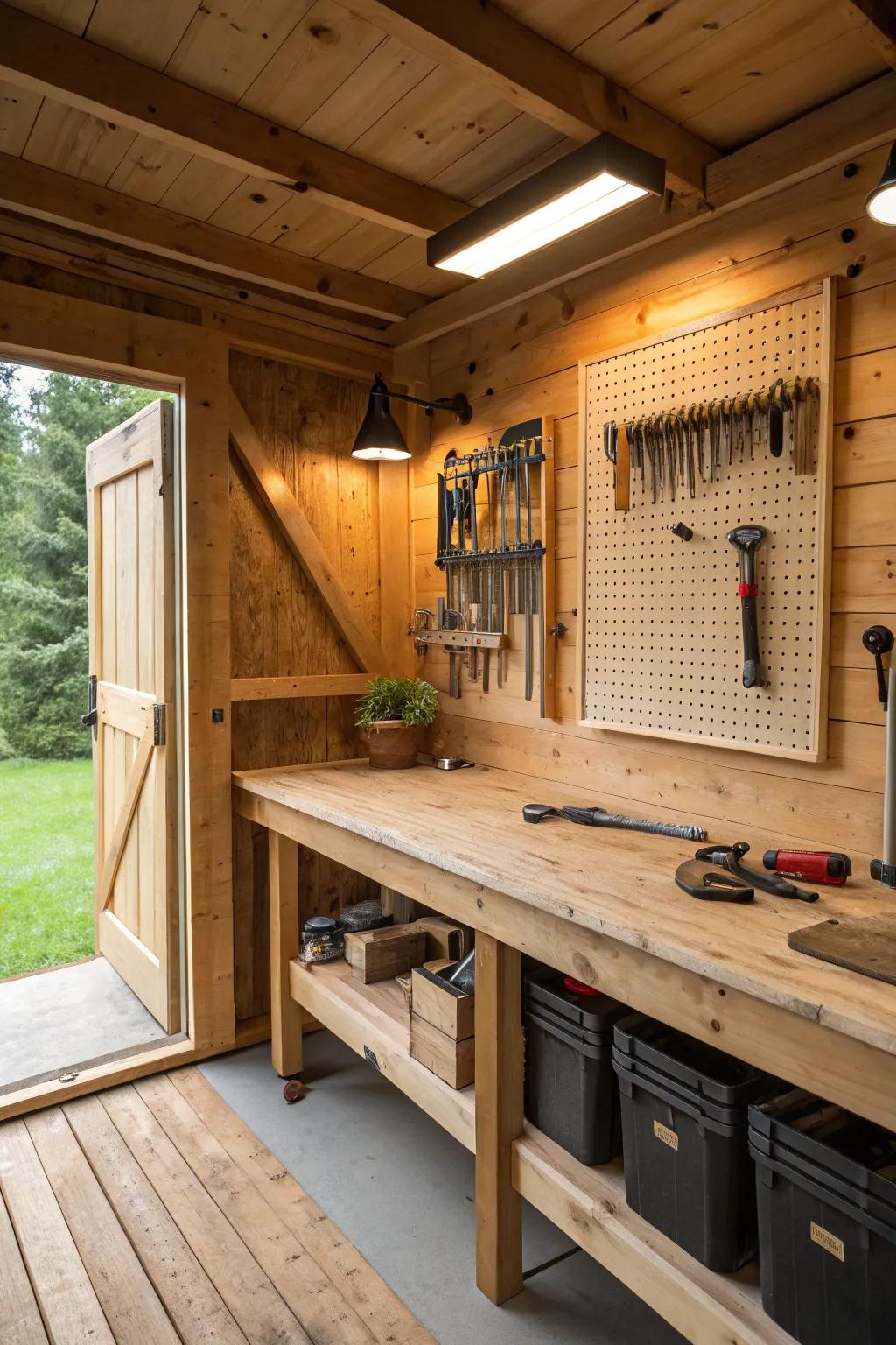 Transform your lean-to shed into the ultimate compact workshop – where creativity meets craftsmanship.