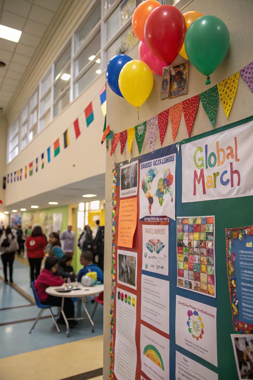 A cultural bulletin board showcasing global March celebrations.