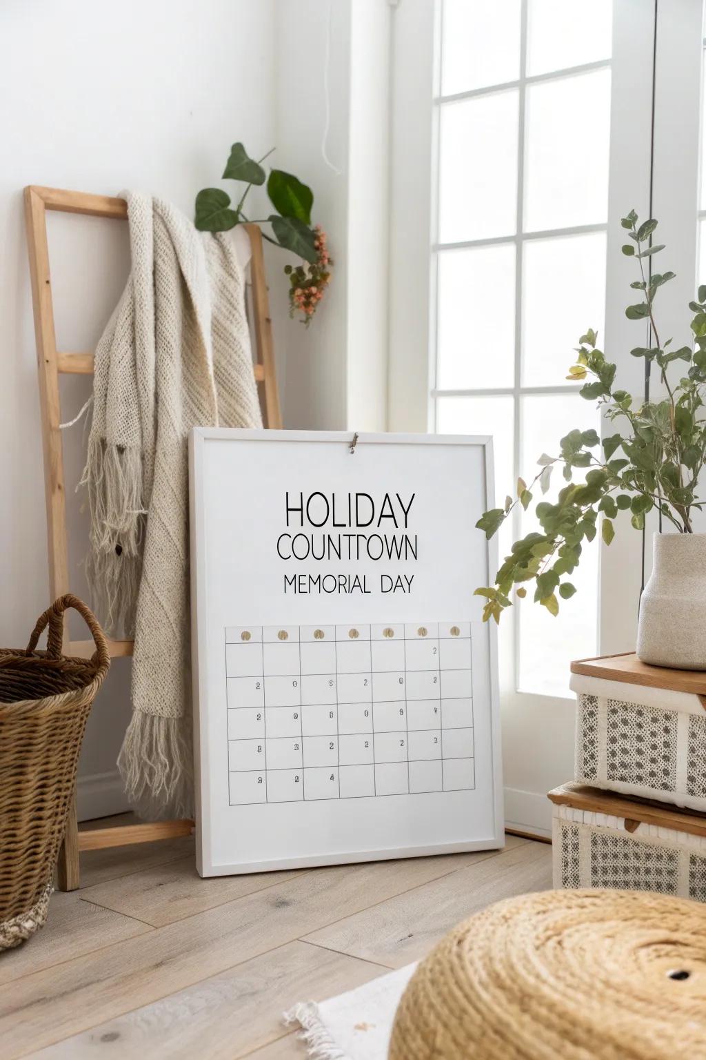 Countdown to relaxation: Embrace the anticipation of your next holiday in minimalist style.
