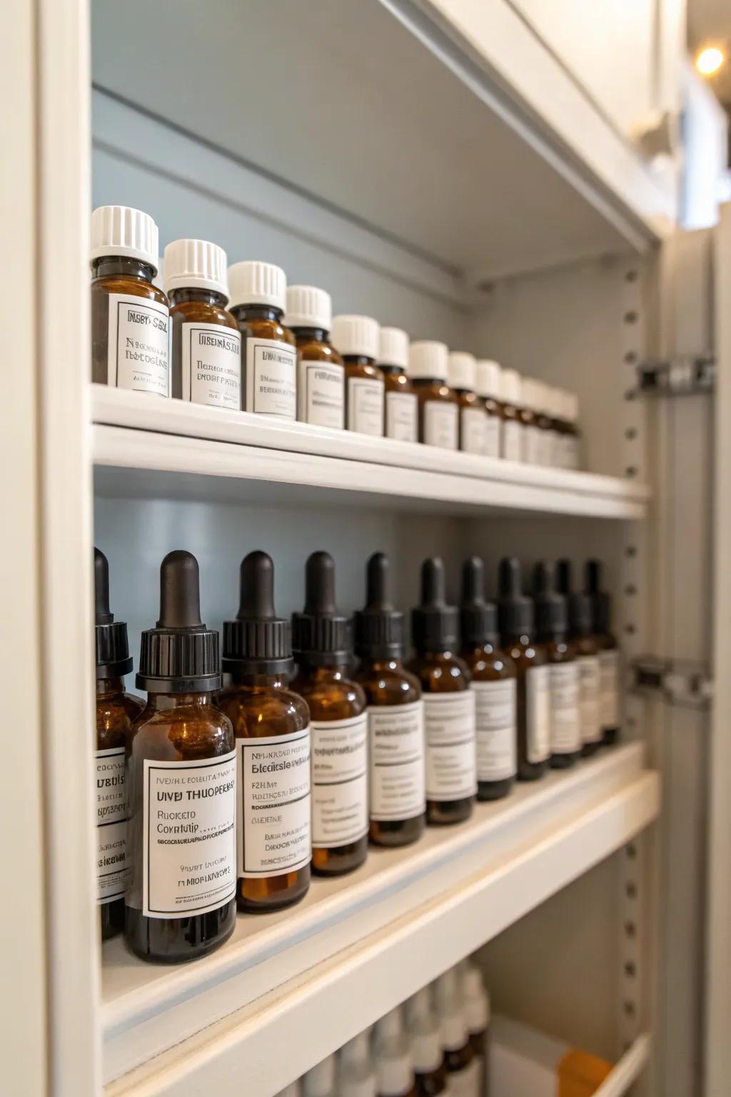Refillable bottles help streamline storage and save space.