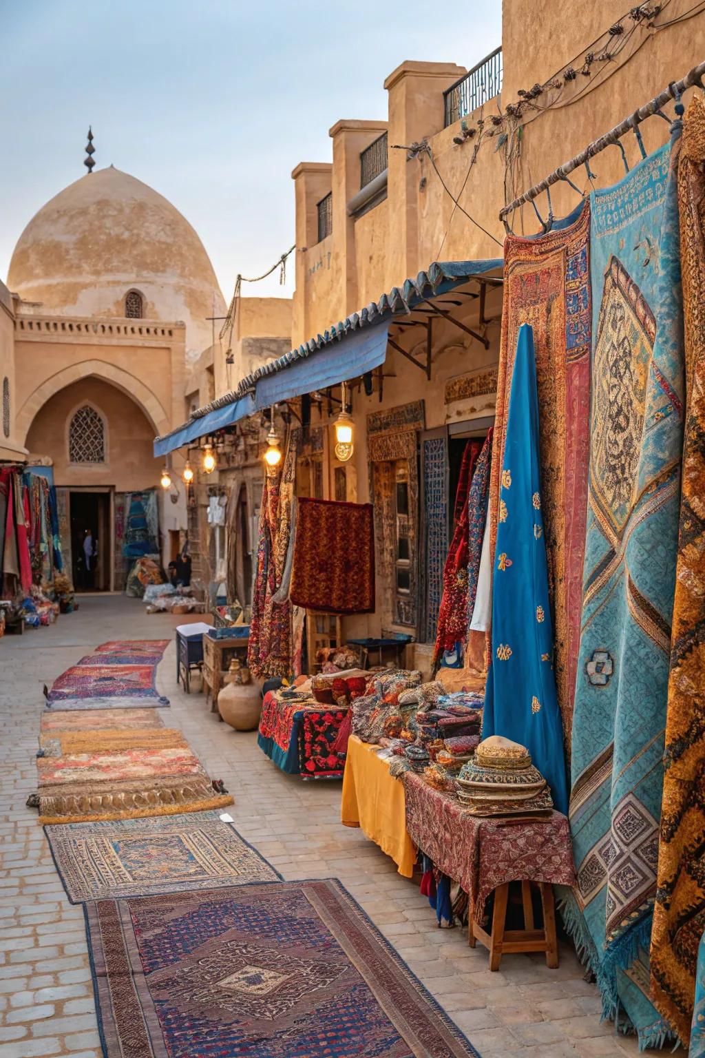 A mini souk marketplace offers an interactive shopping experience.