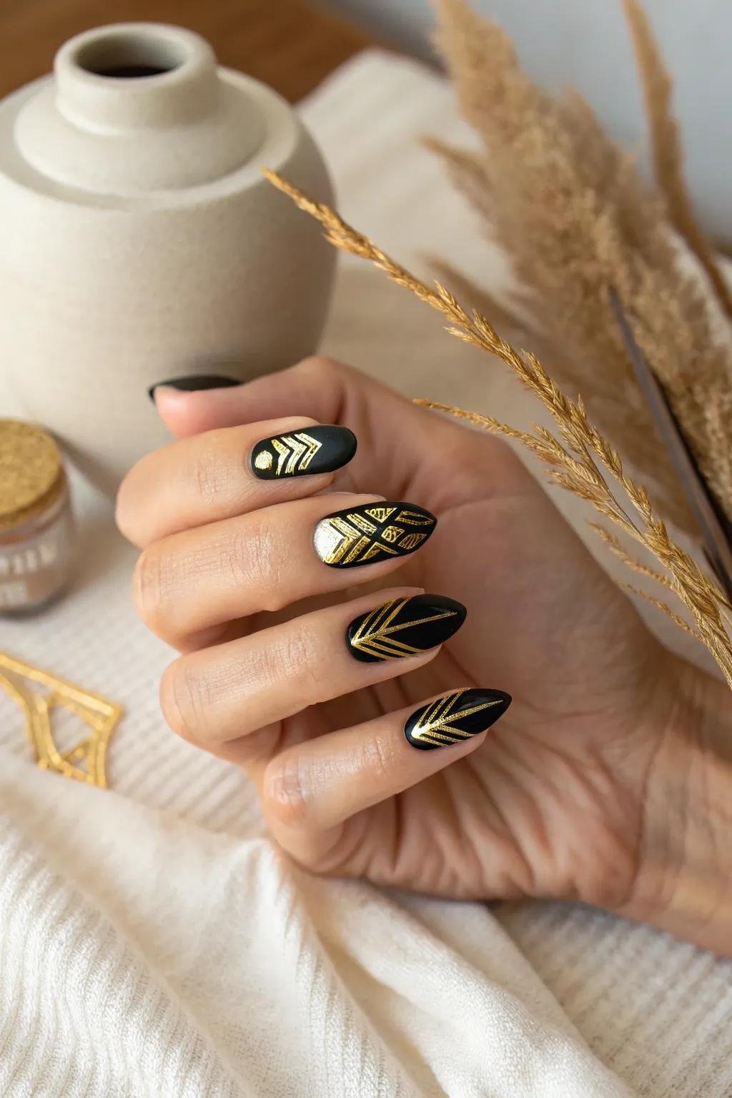 Embrace the glamour of the roaring twenties with Art Deco nail designs that blend timeless elegance with modern minimalism.