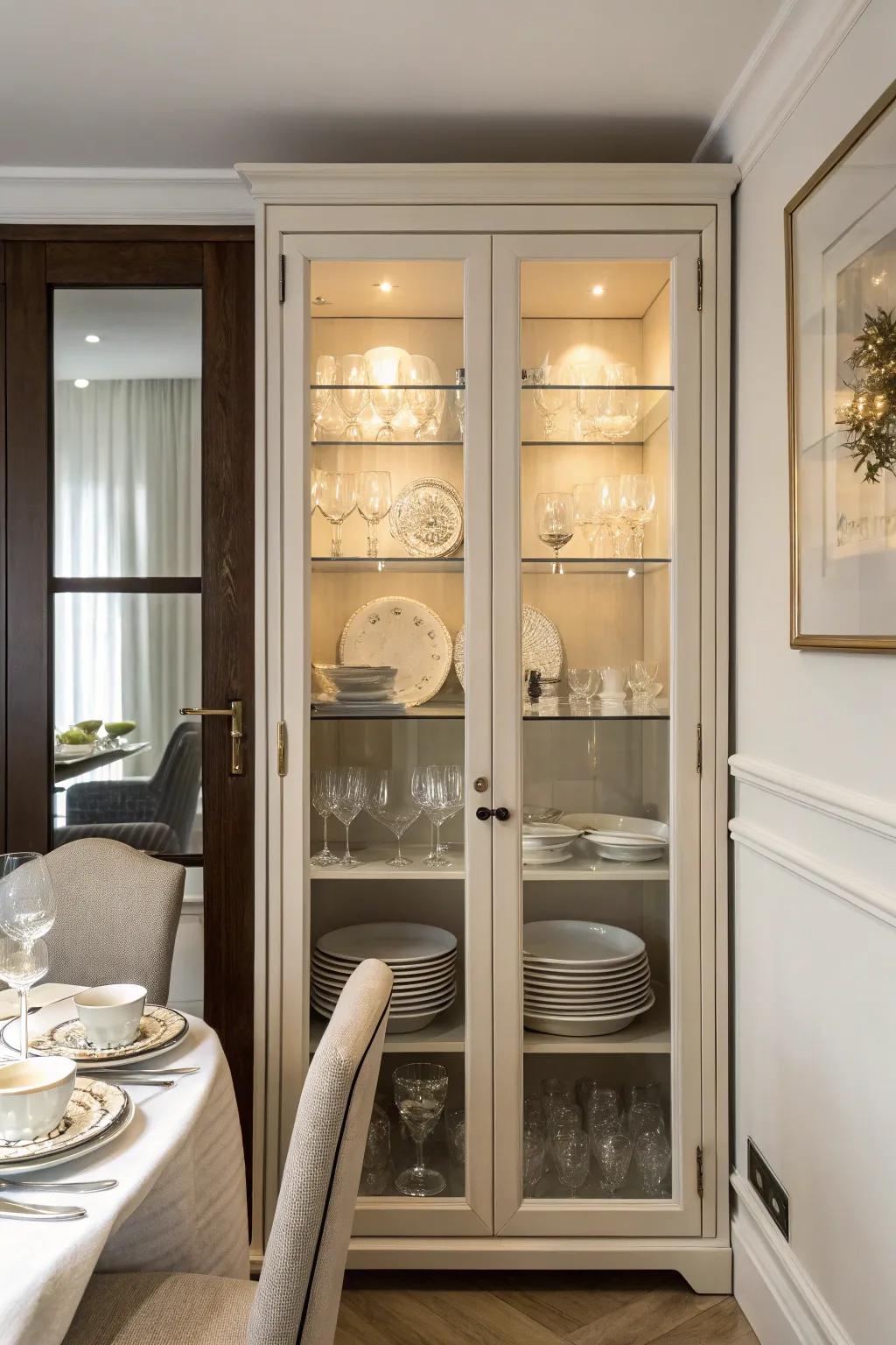 Glass-fronted cabinets offer stylish display and protection.