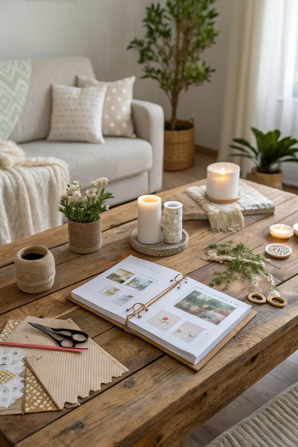 Gather your loved ones for a night of creativity and connection with a cozy scrapbooking session.
