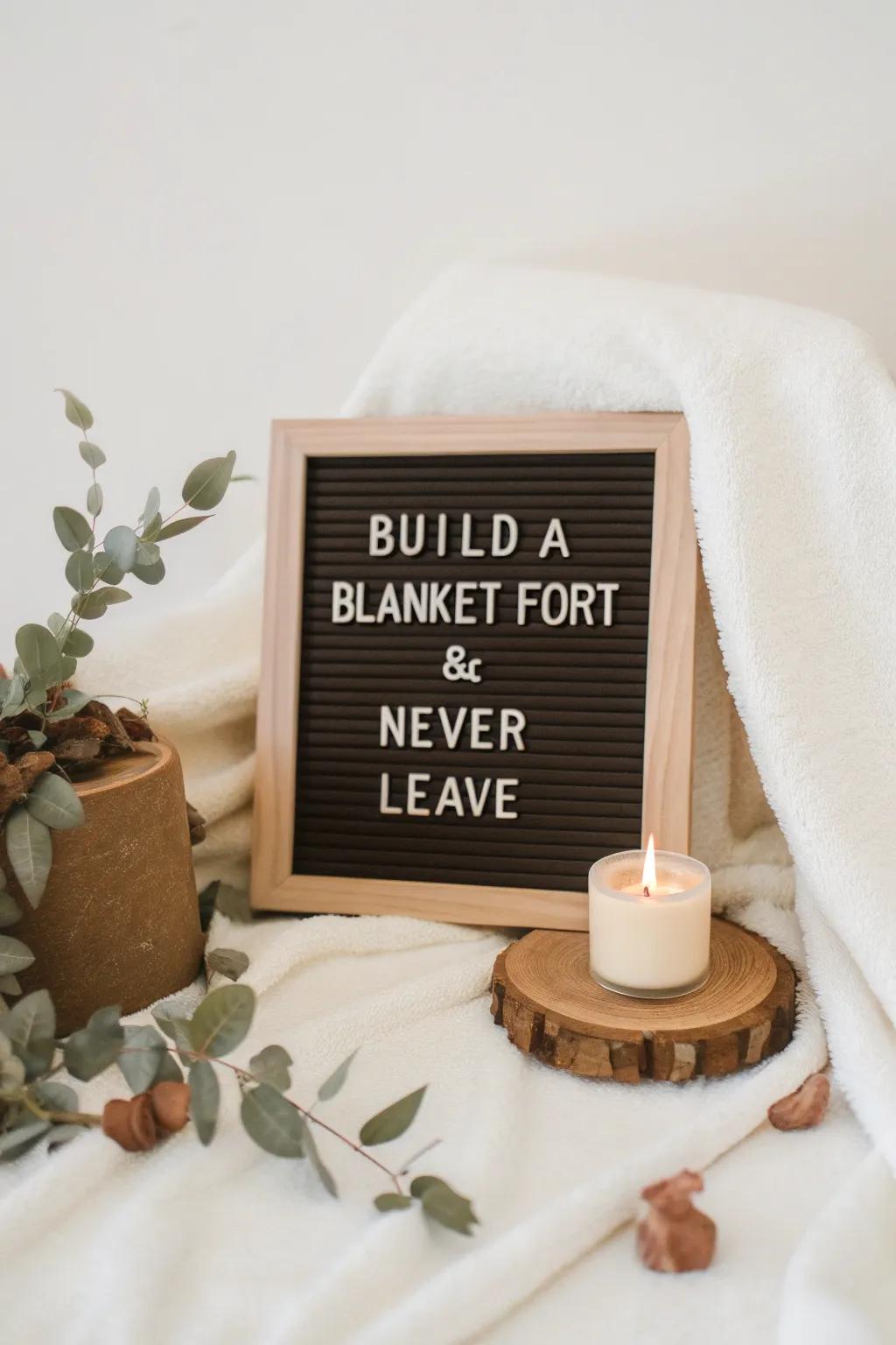 Cozy up to endless adventures with a blanket fort invitation.