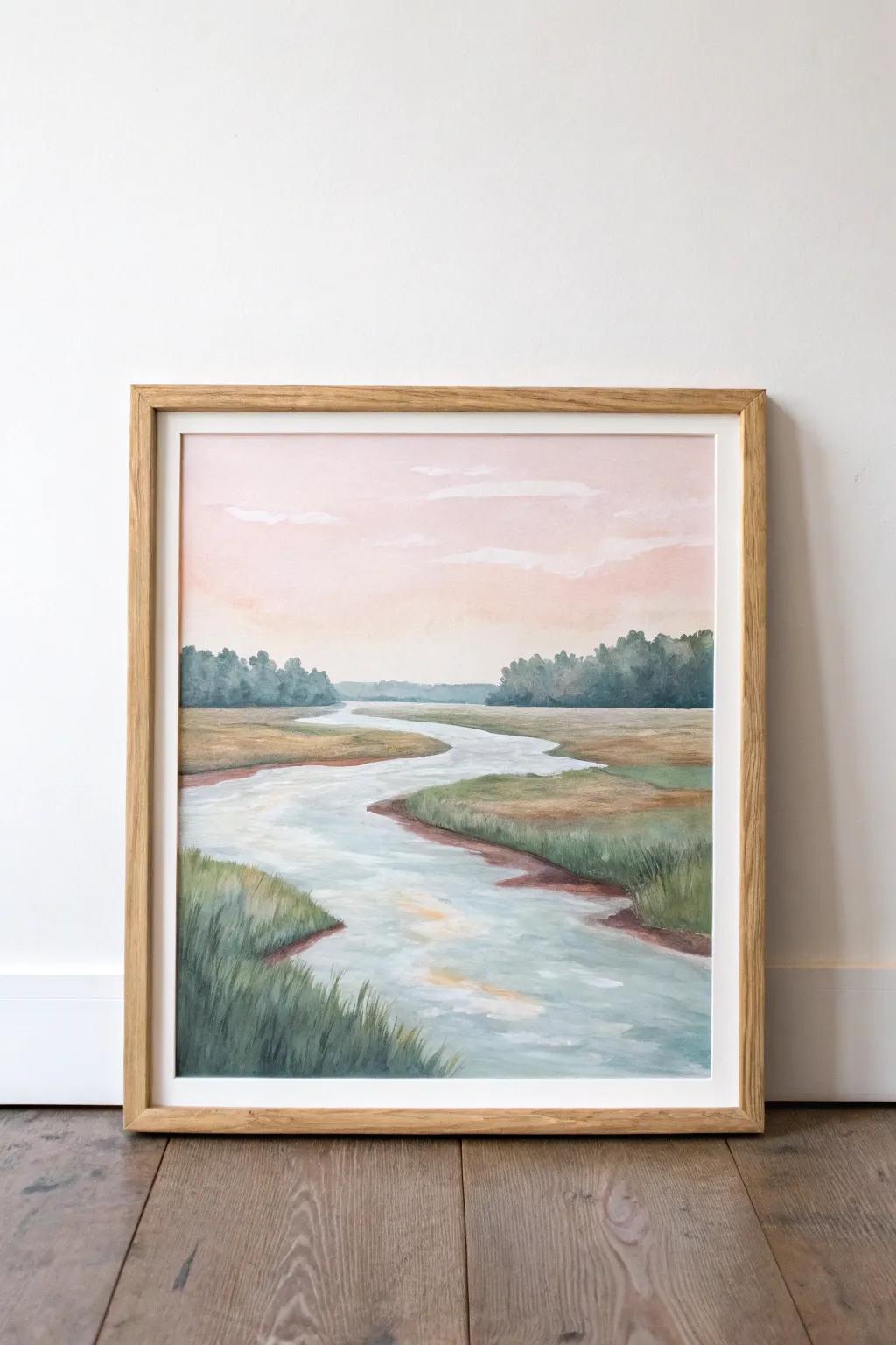 Embrace tranquility with a simple river scene painting; perfect for your next creative night!