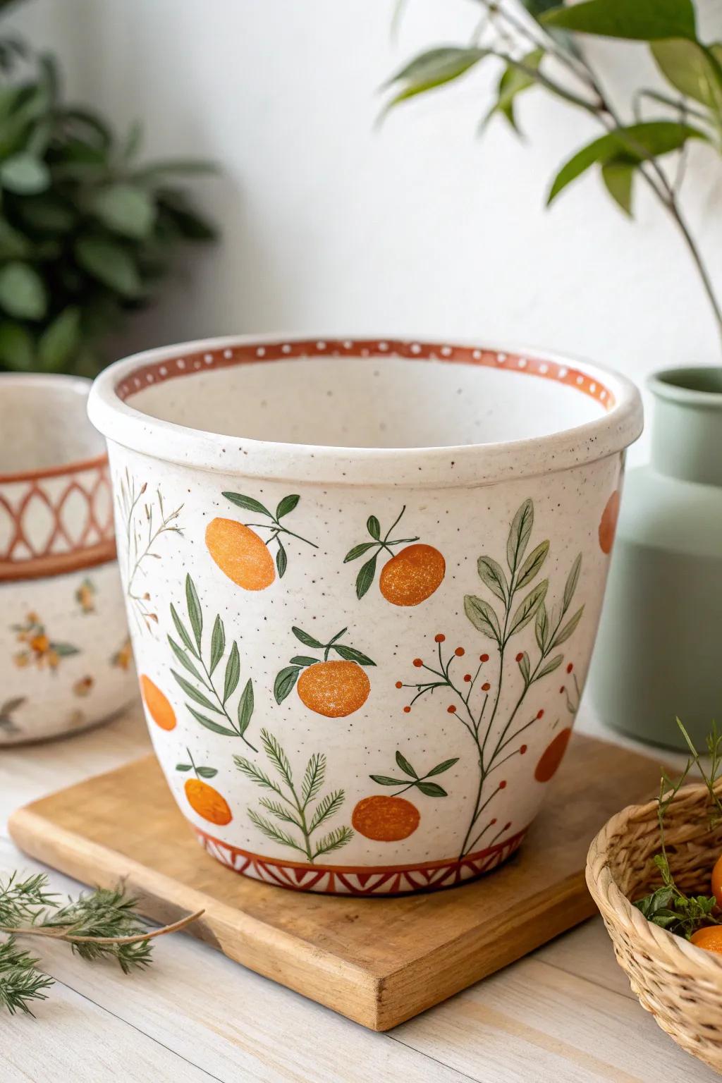 Add a splash of joy with playful orange motifs!
