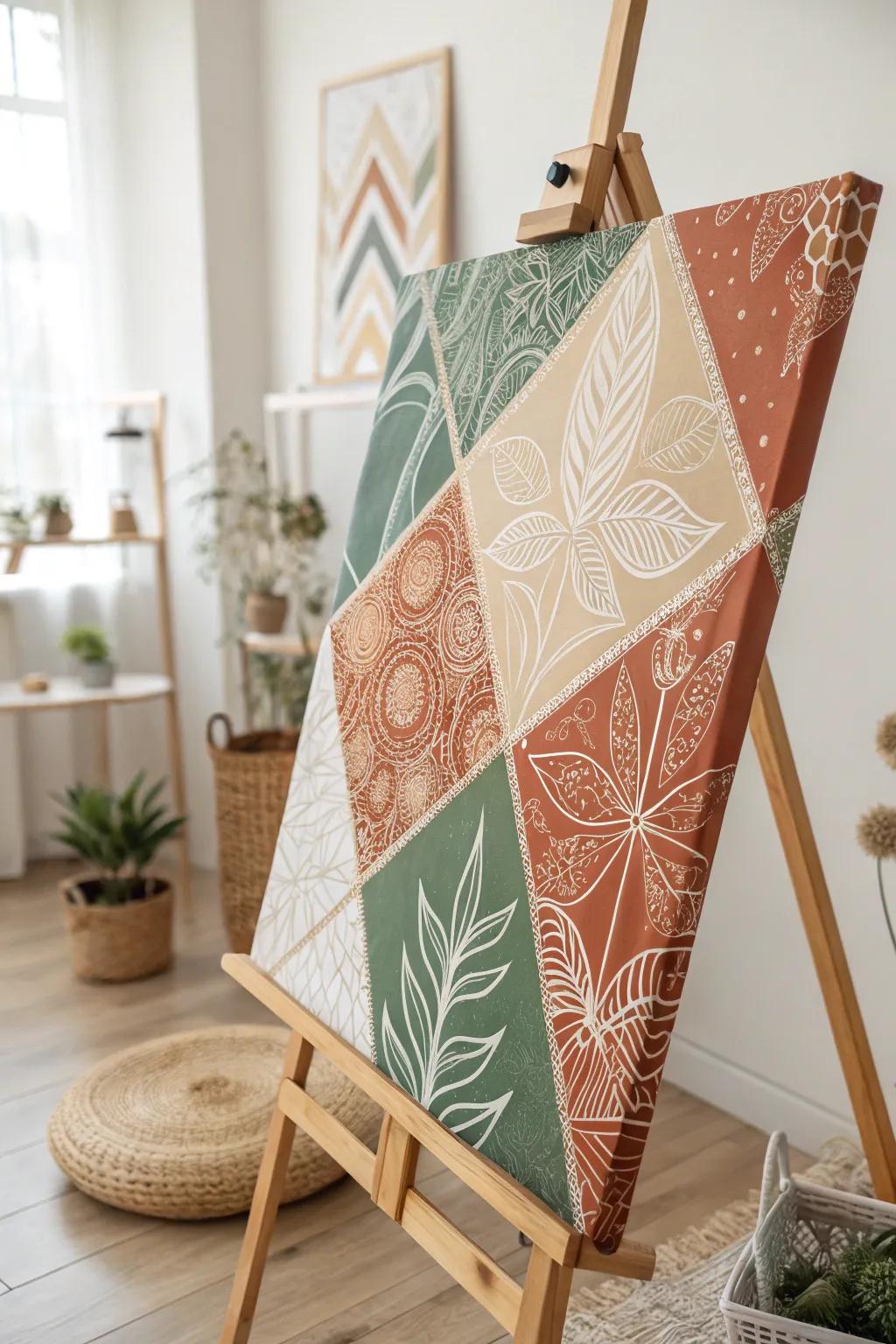 Embrace the art of contrast with bold shapes and delicate doodles for a masterpiece that speaks simplicity and creativity.