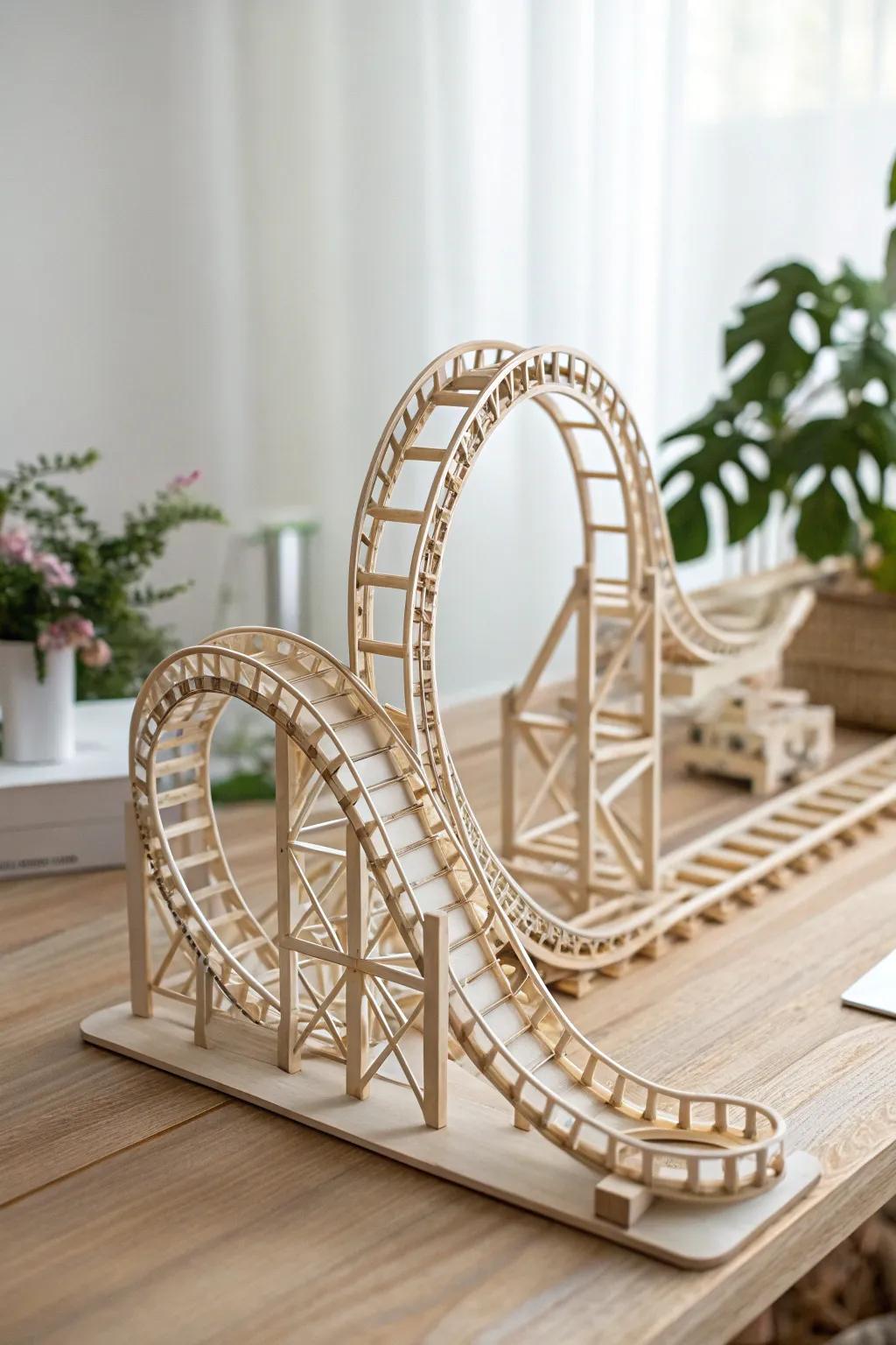Embrace the elegance of simplicity with this stunning paper corkscrew roller coaster design.