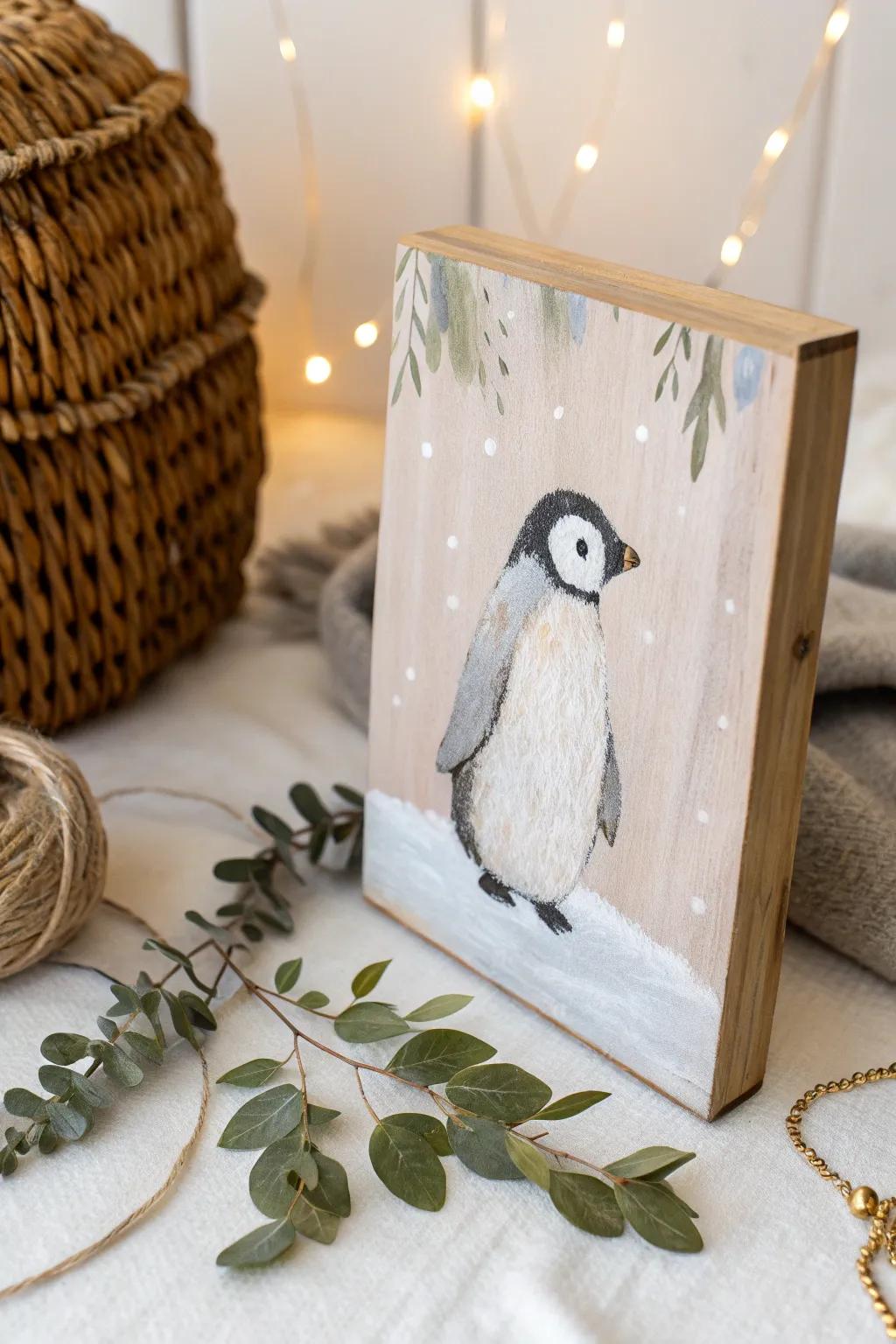 Discover the charm of penguin artistry with textured elegance. 🐧✨