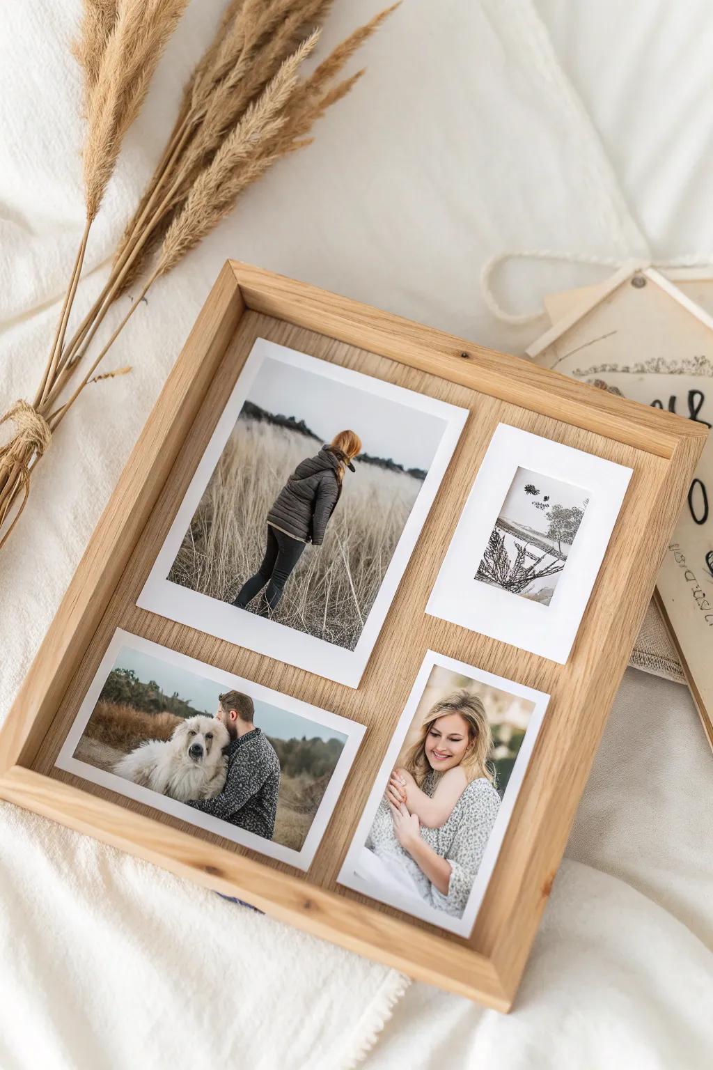 Capture timeless memories with your furry friend in a minimalist shadow box photo collage.