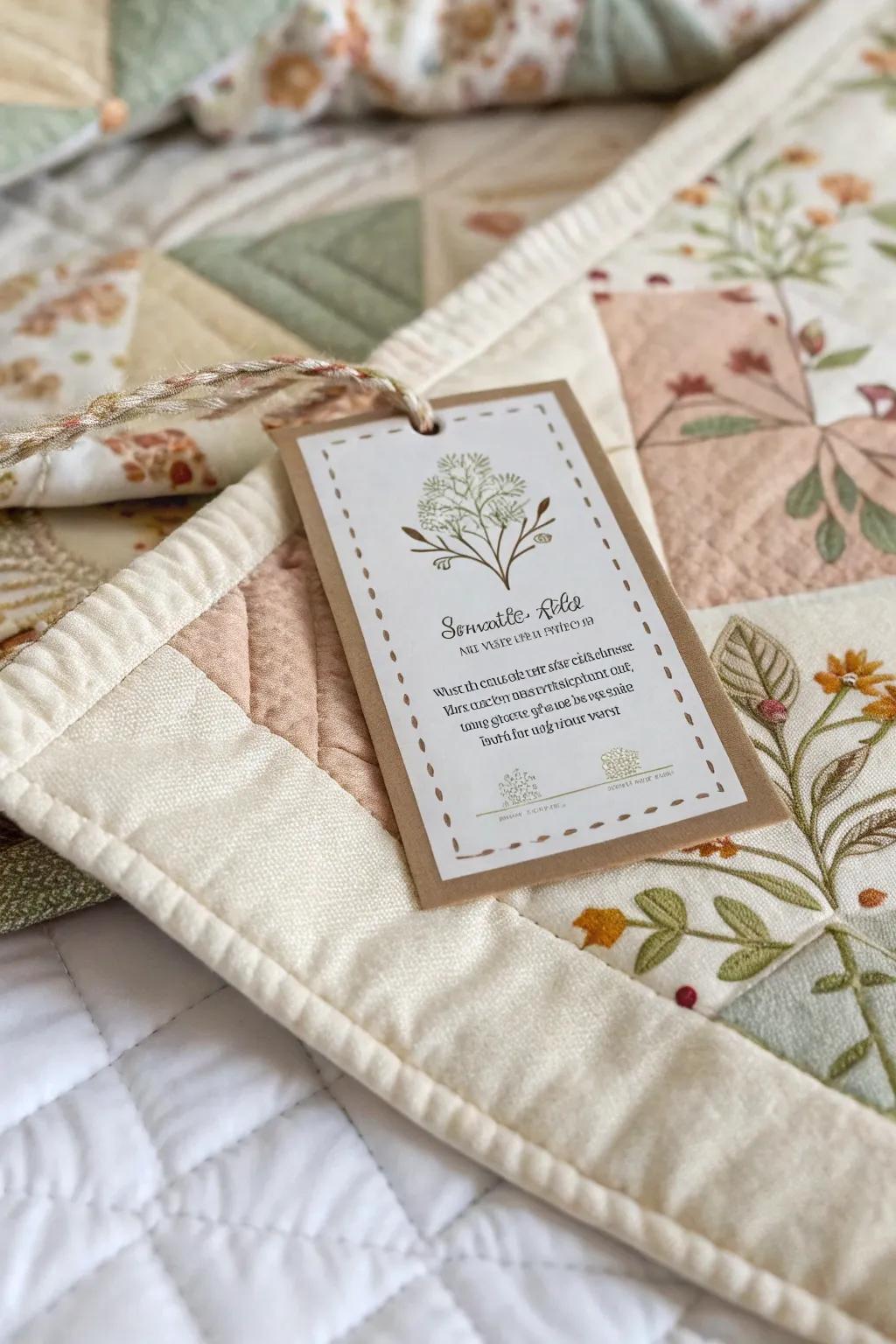Label your quilt with a touch of style and charm.