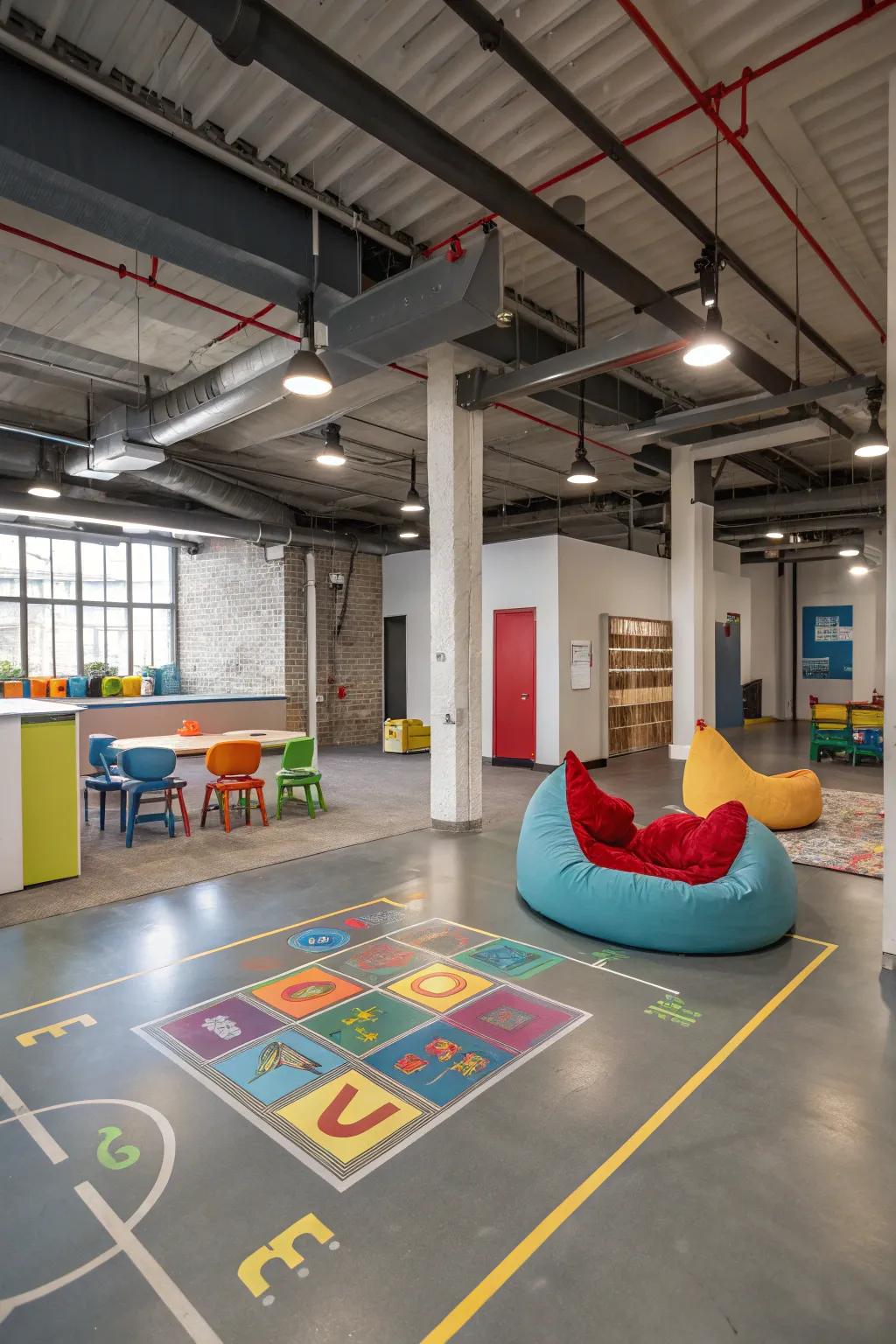 Painted concrete offers an industrial edge.