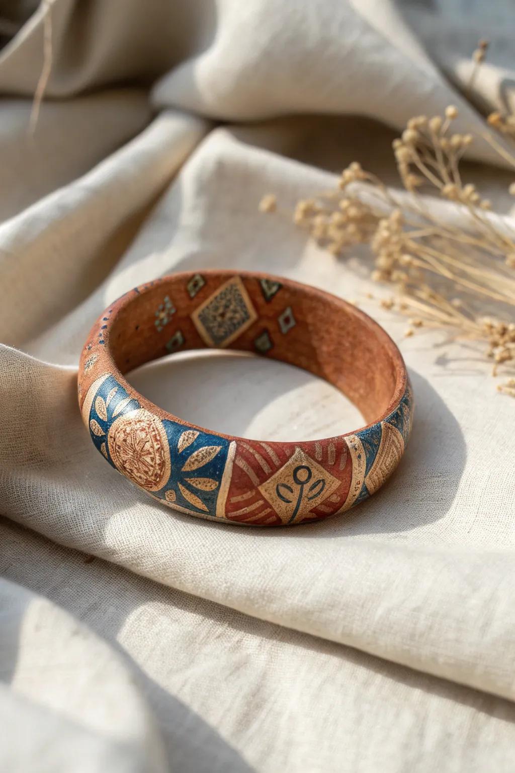 Embrace cultural elegance with this handcrafted polymer clay bracelet, where traditional artistry meets minimalist charm.
