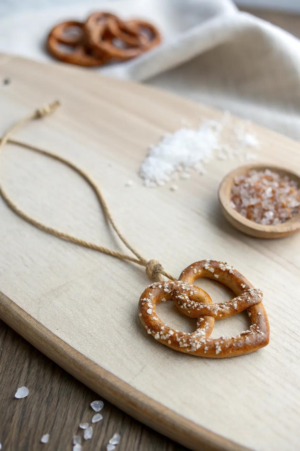 Craft your snack style with this charming pretzel necklace – where simplicity meets natural beauty.