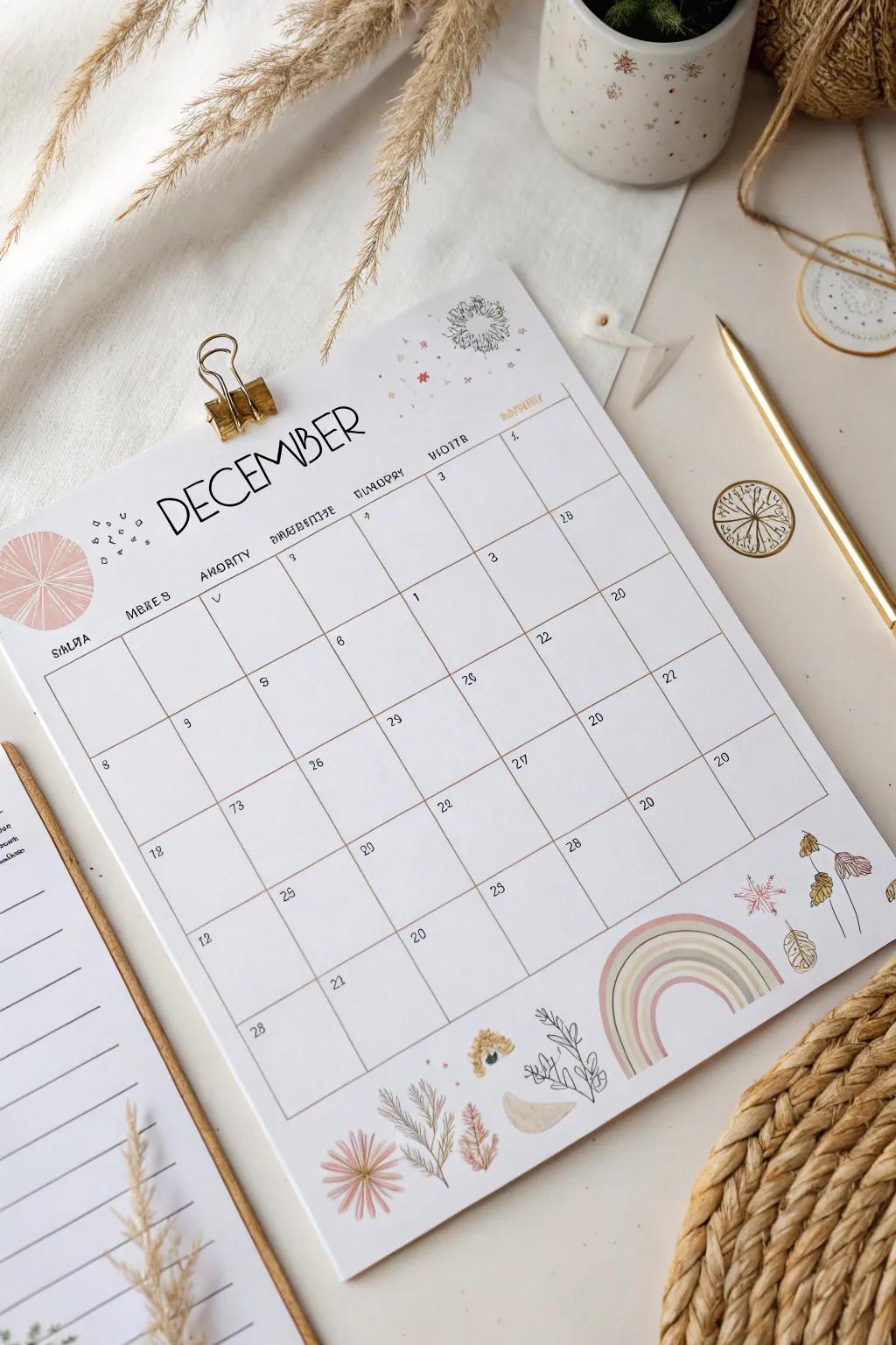 Unleash your creativity with our customizable blank December calendar—perfect for adding a touch of personal flair to your planning!