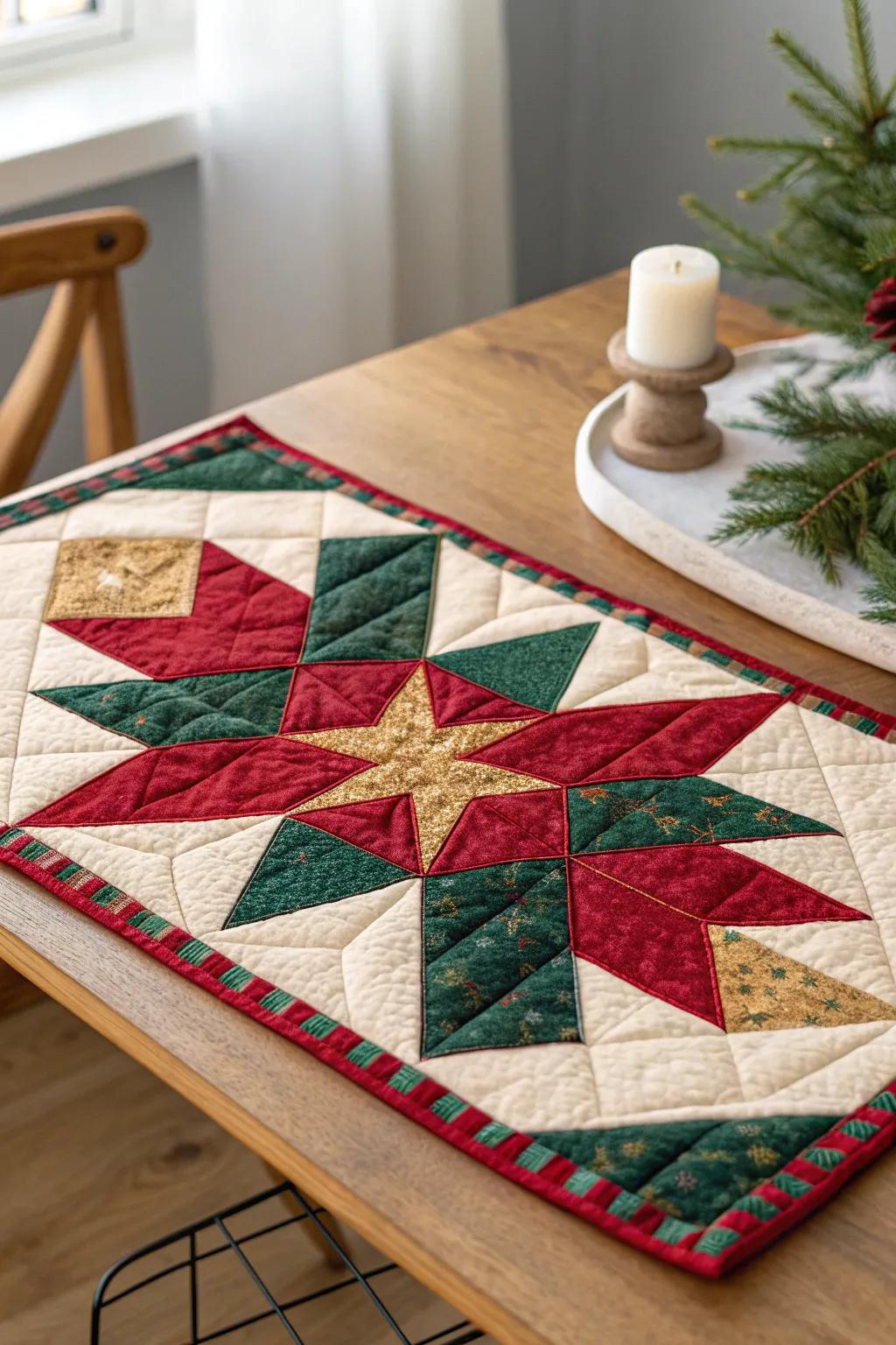 Bring a vibrant splash of color to your holiday table with bold, abstract quilted placemats. Perfect for those who love their decor as lively as their spirit!