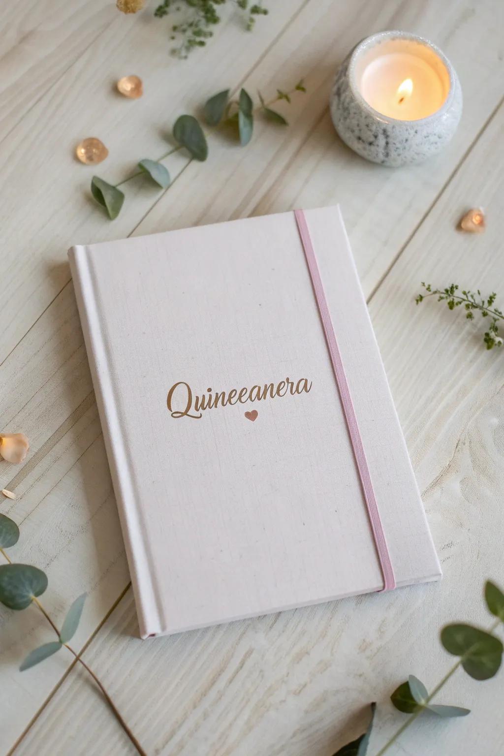 Capture memories with elegance—personalized notebooks perfect for a quinceañera celebration.