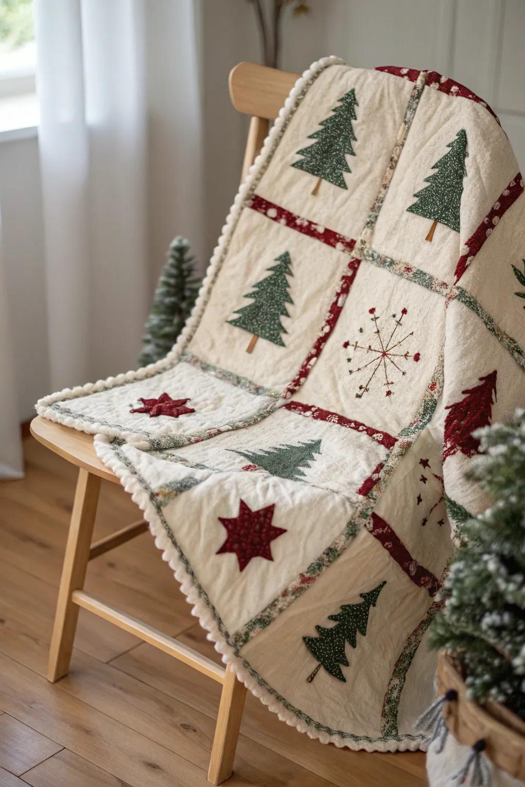 Wrap yourself in holiday warmth with this charming Christmas rag quilt, a perfect blend of Scandi simplicity and Boho allure.